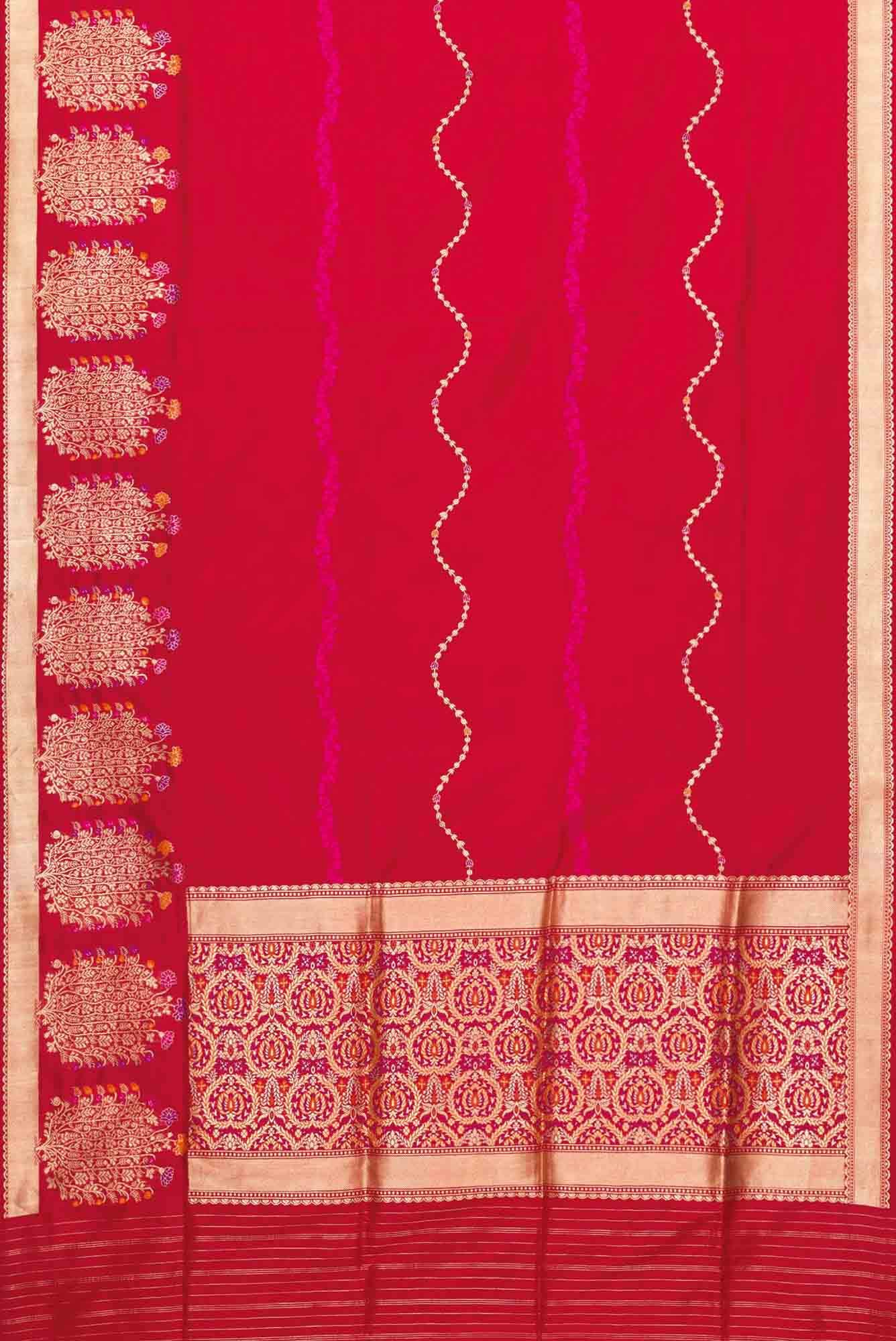 Pure Silk Pure Zari Red Dual Tone Banarasi Saree