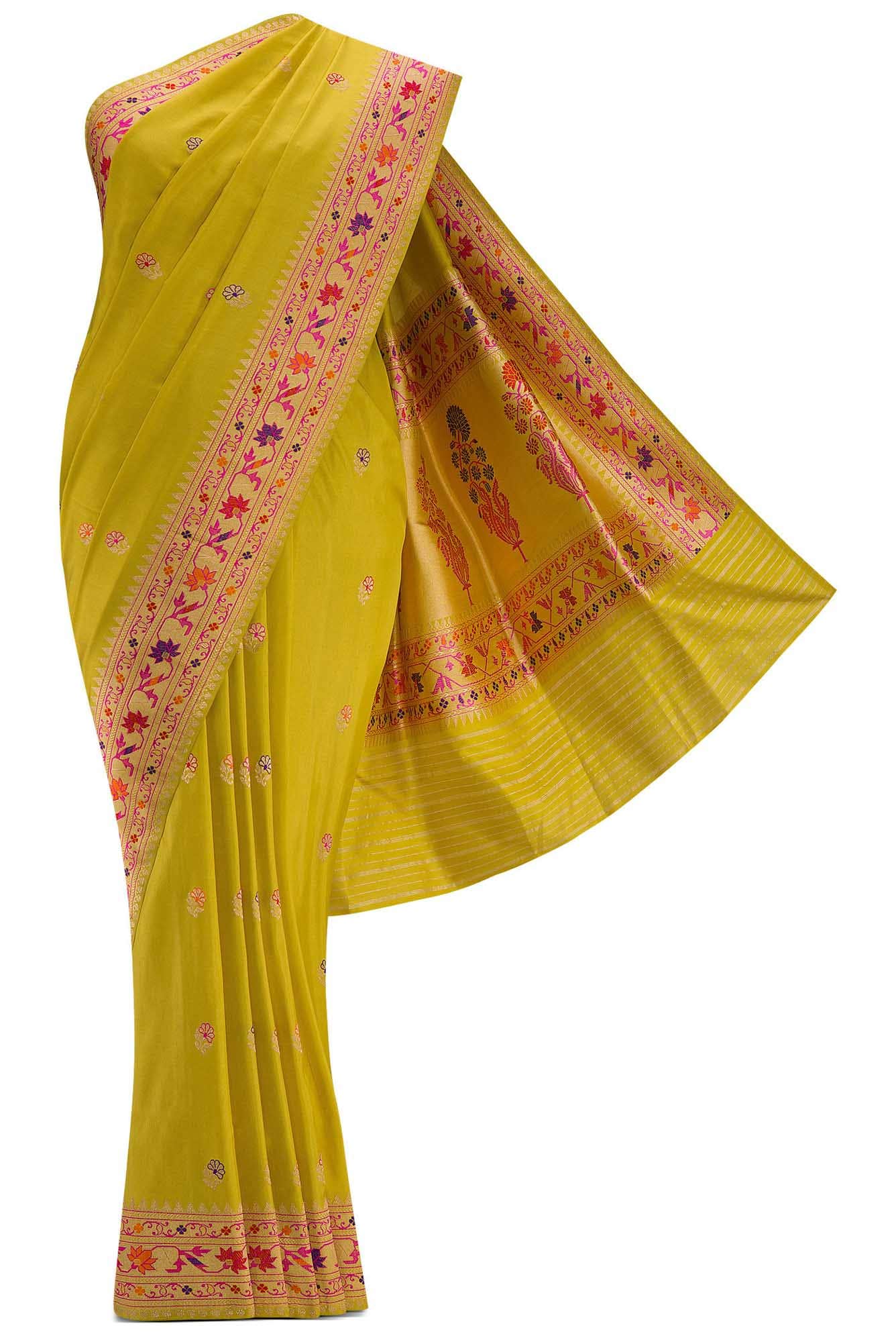 Mehandi Green Dual Tone Banarasi Silk Saree
