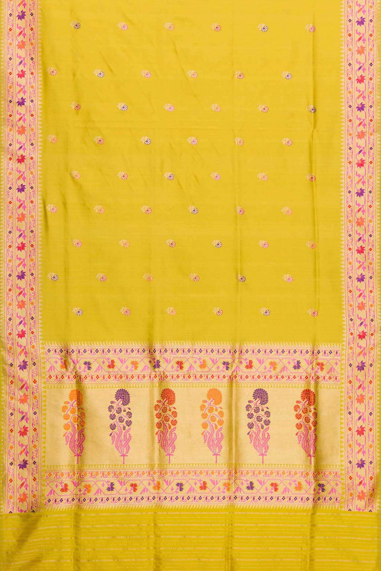 Mehandi Green Dual Tone Banarasi Silk Saree