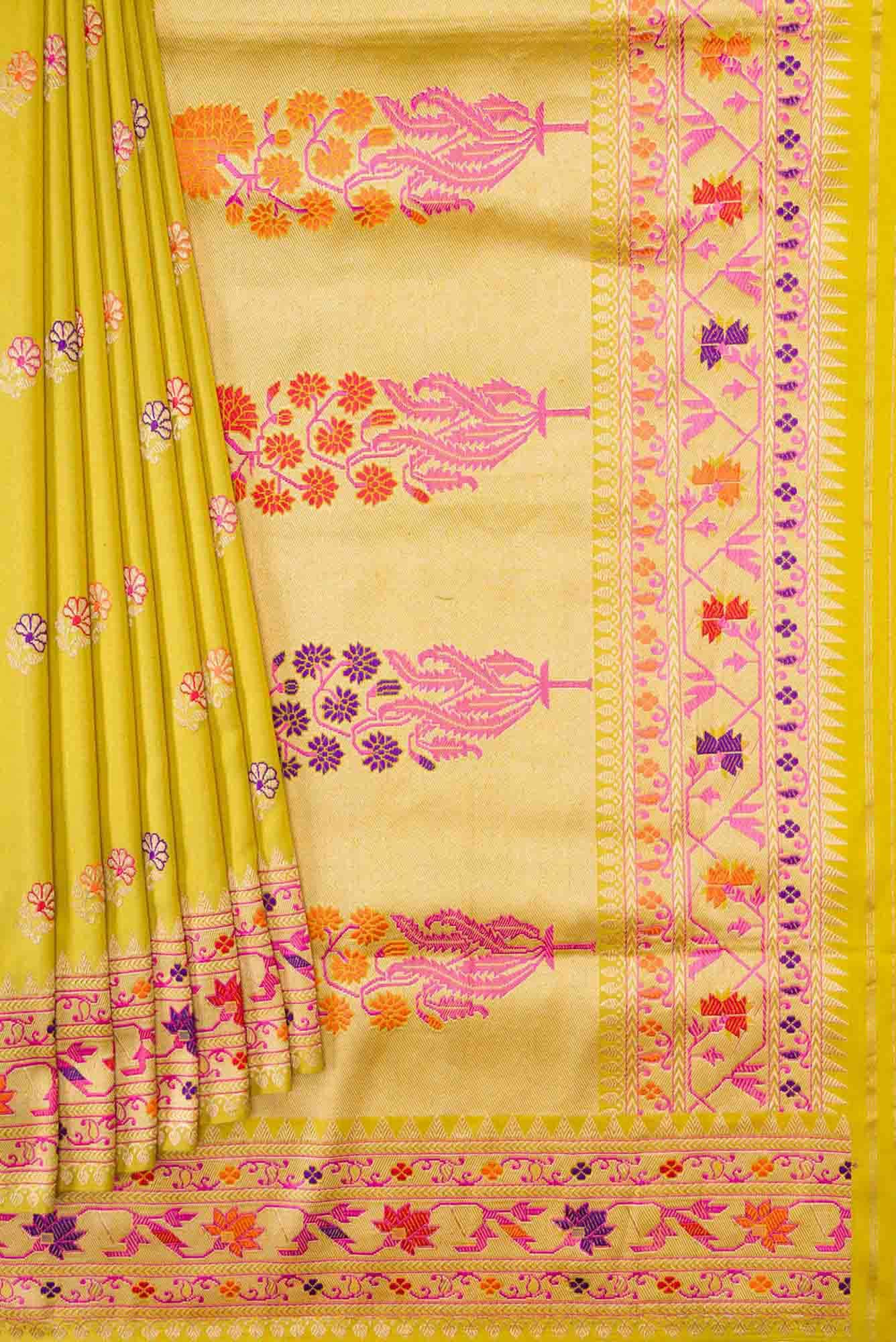 Mehandi Green Dual Tone Banarasi Silk Saree