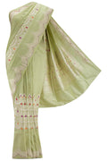 Pista Green Dual Tone Banarasi Silk Saree