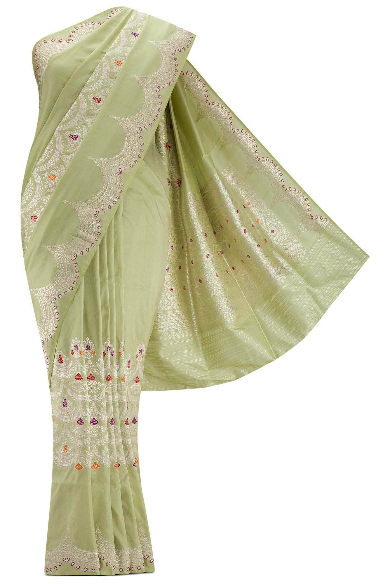 Pista Green Dual Tone Banarasi Silk Saree