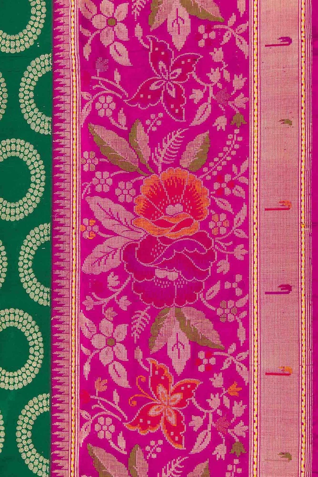 Pure Silk Pure Zari Green Dual Tone Banarasi Saree