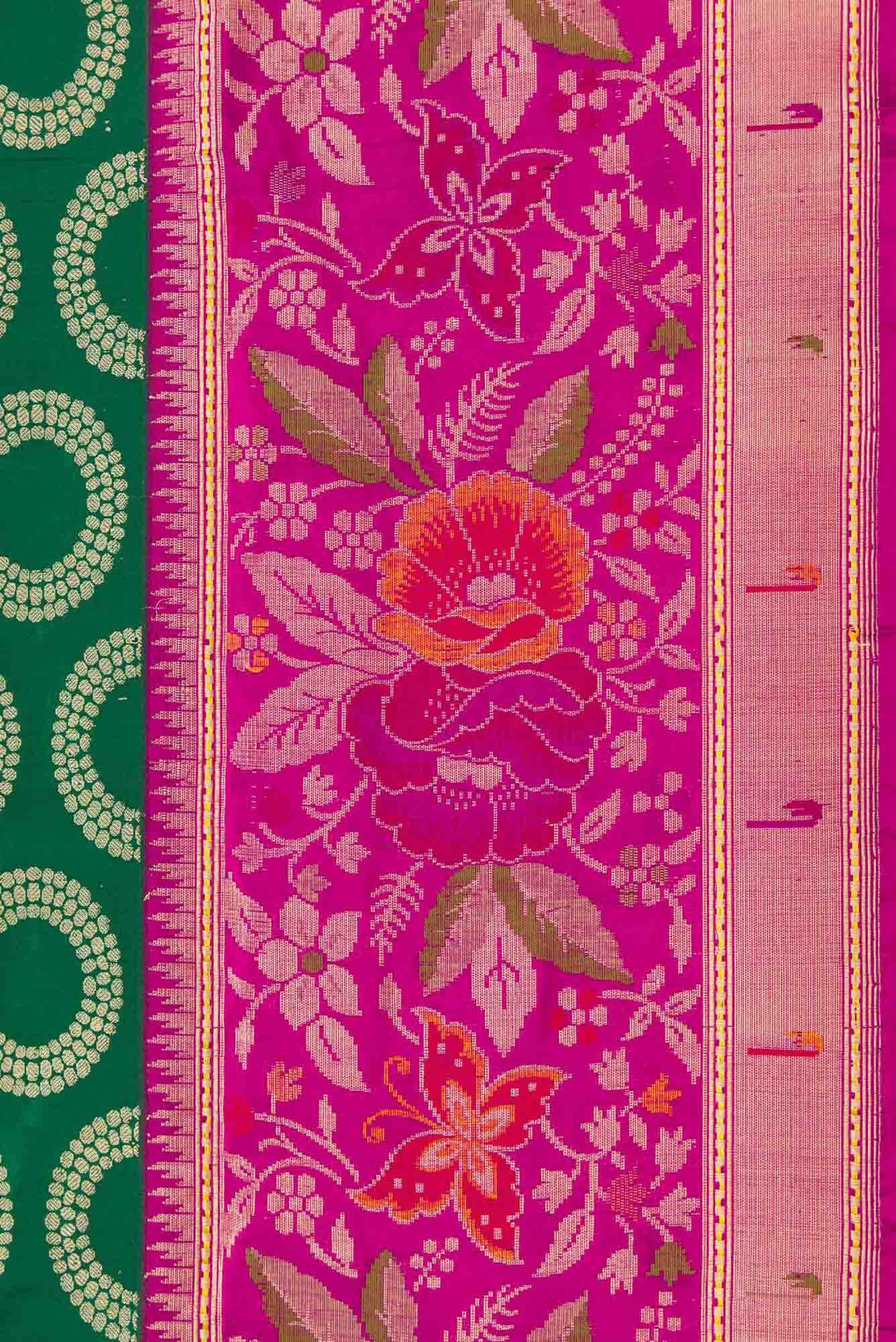 Pure Silk Pure Zari Green Dual Tone Banarasi Saree