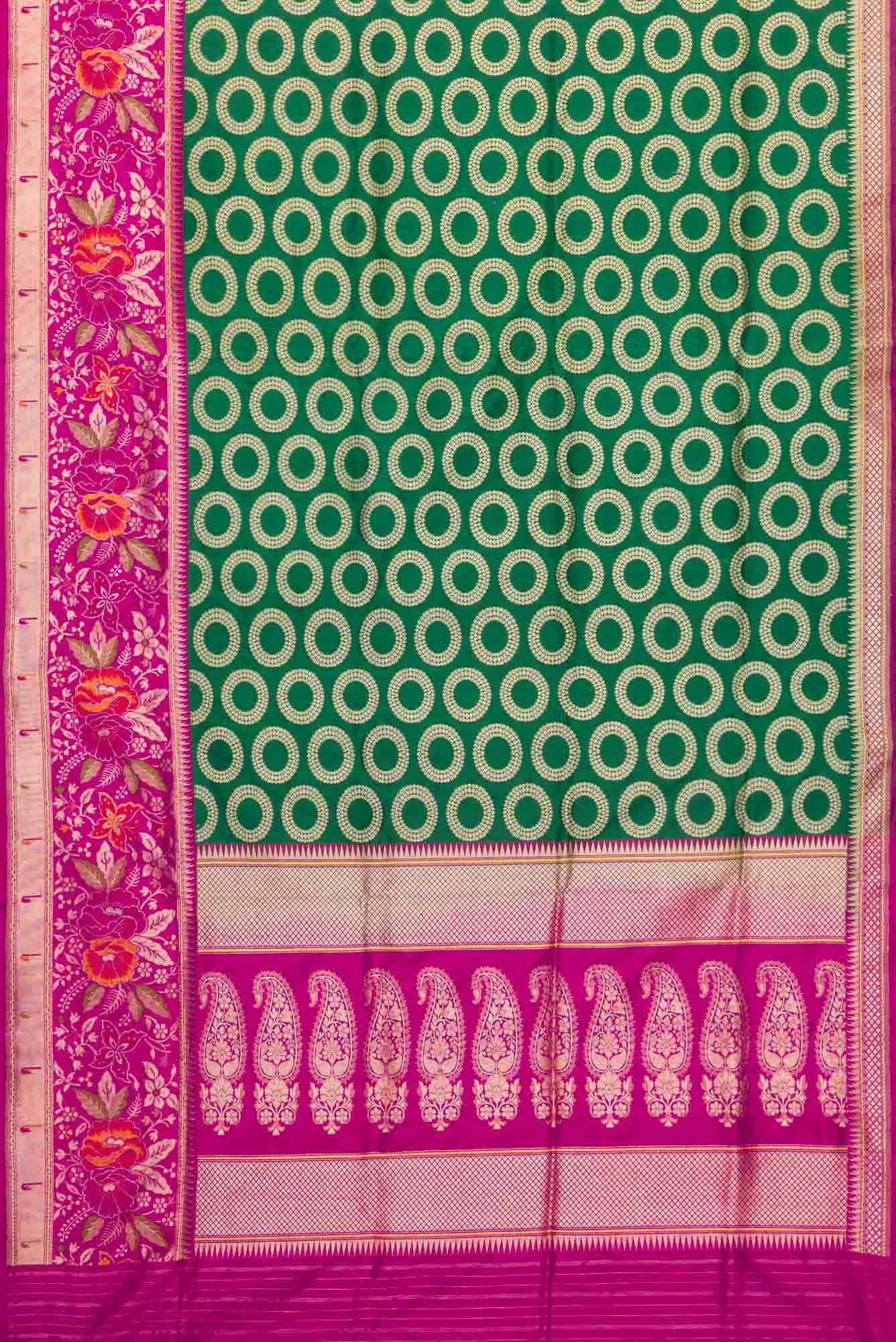 Pure Silk Pure Zari Green Dual Tone Banarasi Saree