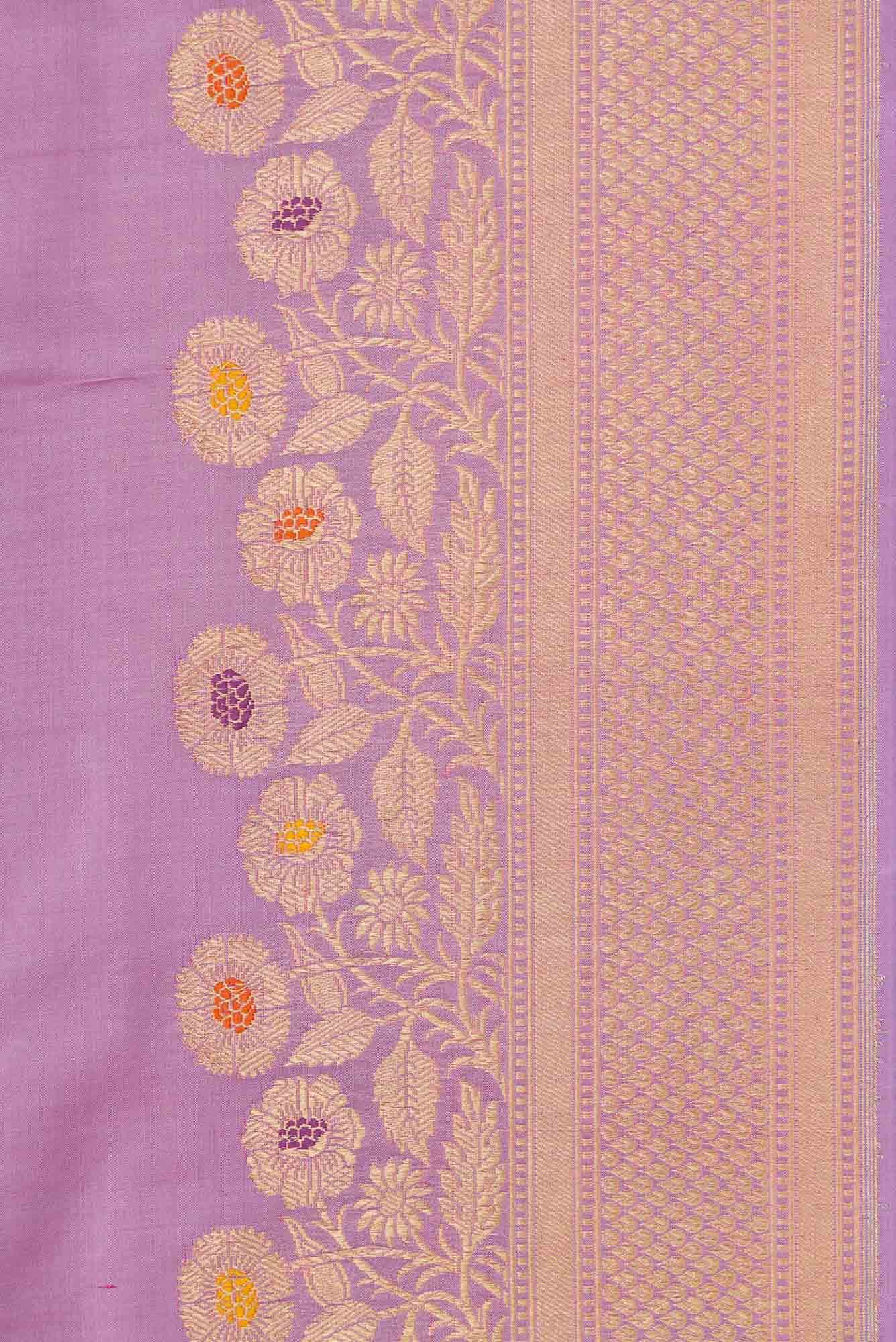 Pure Silk Pure Zari Lavender Dual Tone Banarasi Saree