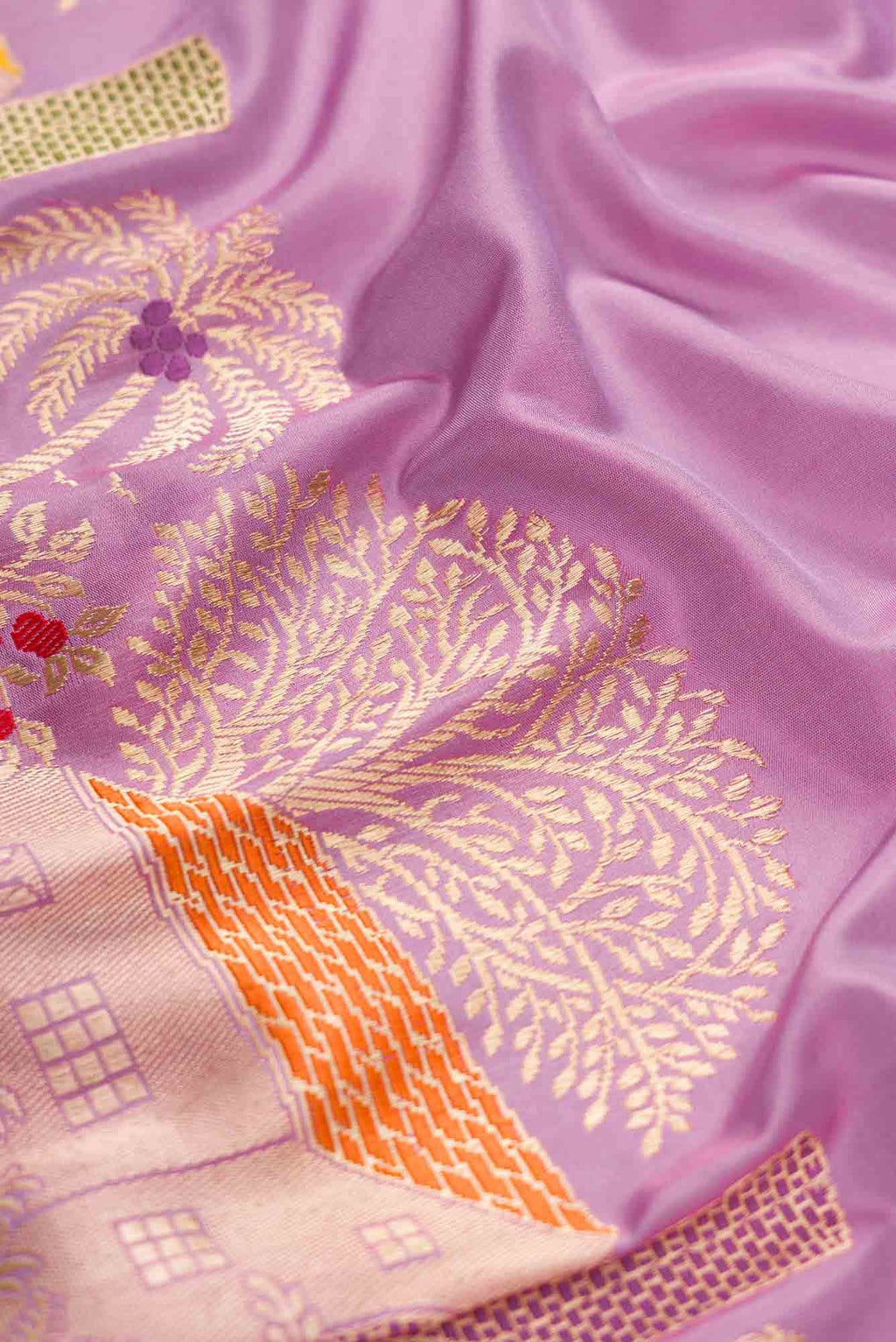 Pure Silk Pure Zari Lavender Dual Tone Banarasi Saree
