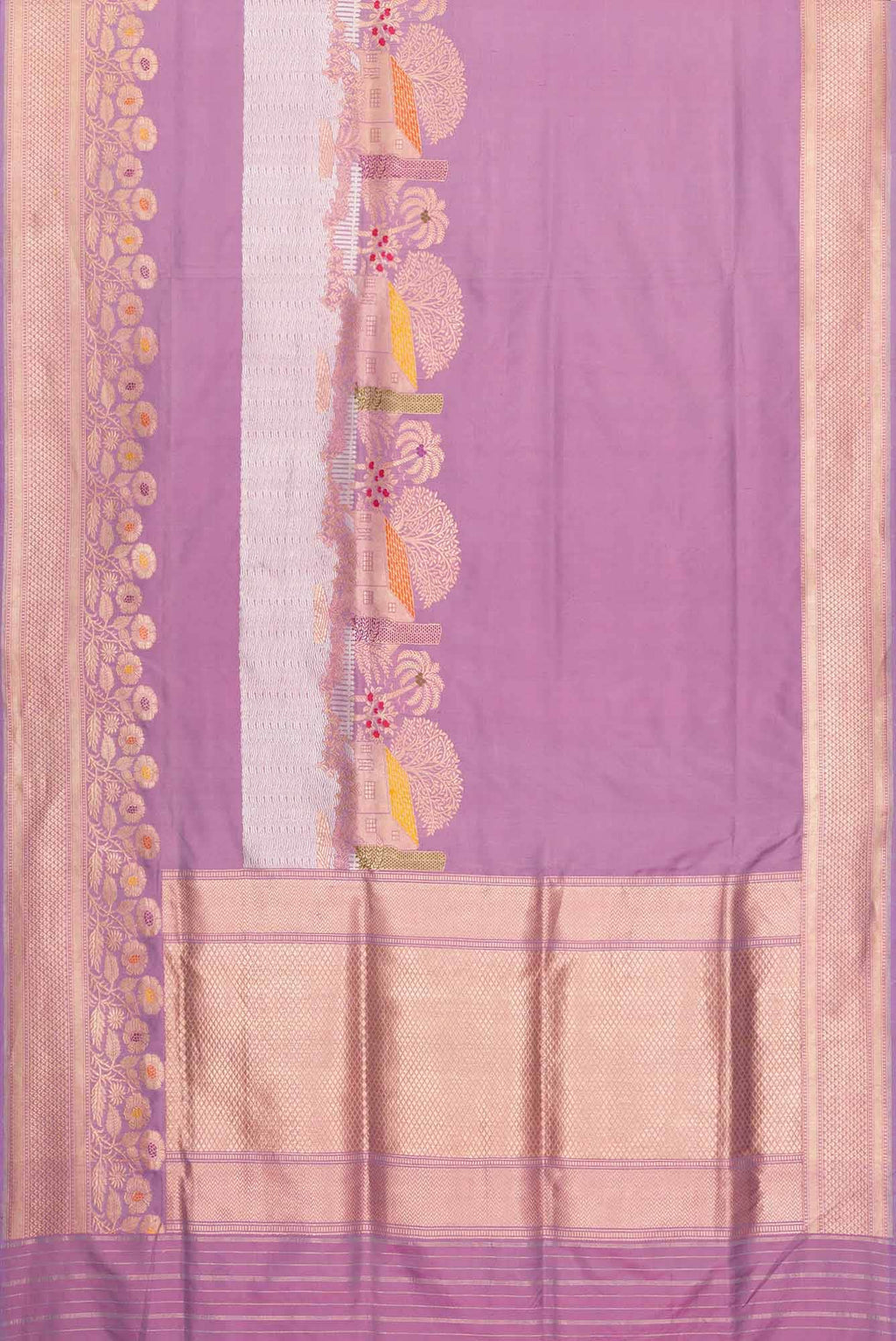 Pure Silk Pure Zari Lavender Dual Tone Banarasi Saree