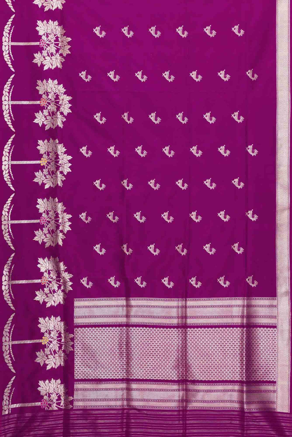 Pure Silk Pure Zari Purple Dual Tone Banarasi Saree