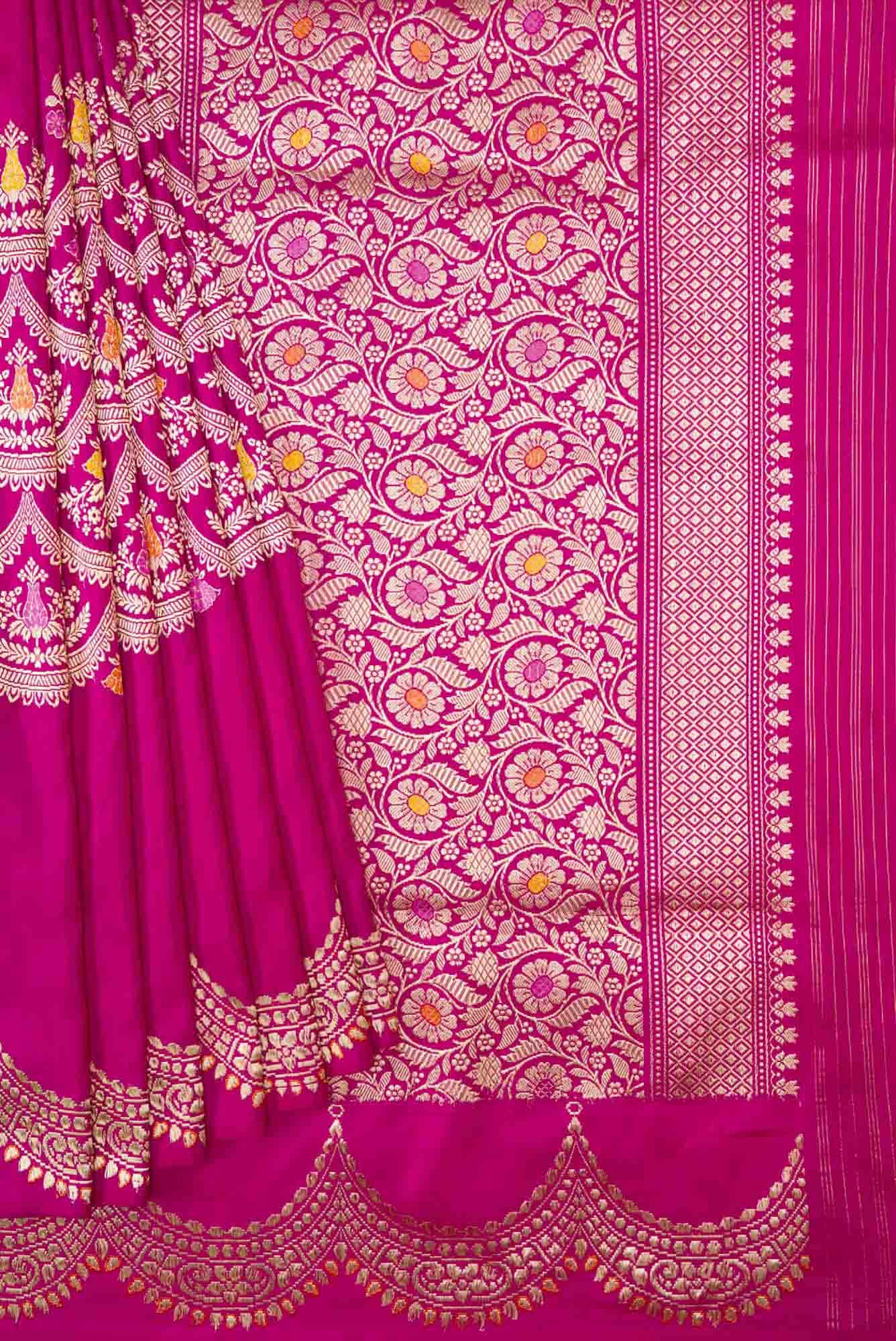 Pink Dual Tone Banarasi Silk Saree