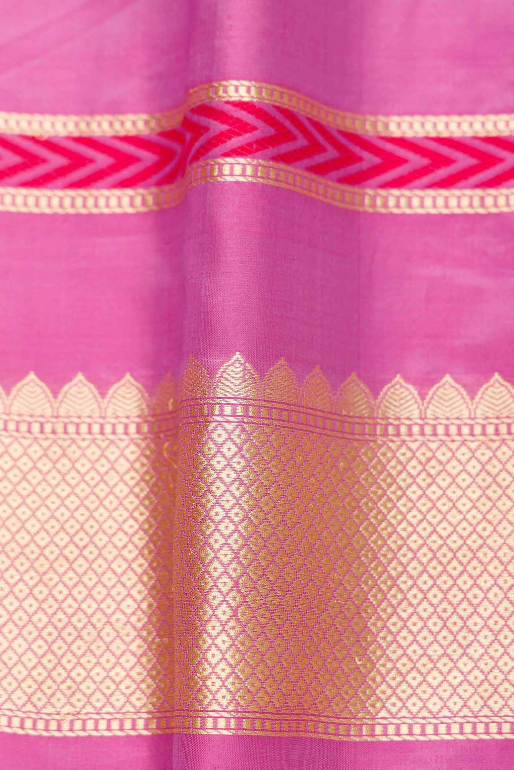 Pure Silk Pure Zari Pink Dual Tone Banarasi Saree