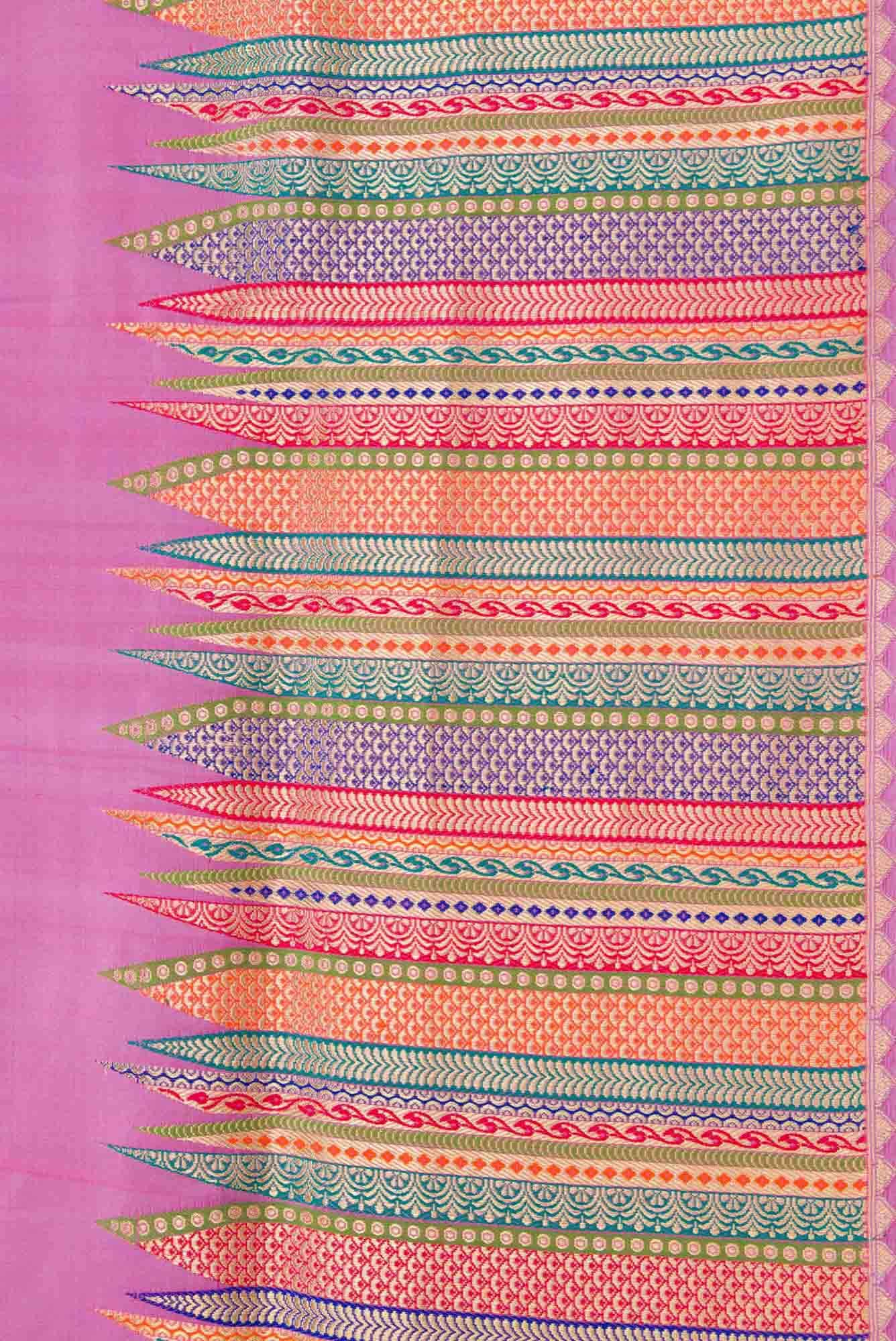 Pure Silk Pure Zari Pink Dual Tone Banarasi Saree