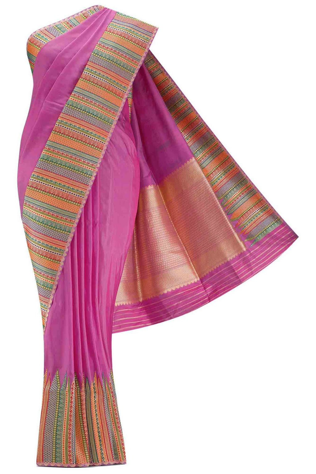 Pure Silk Pure Zari Pink Dual Tone Banarasi Saree
