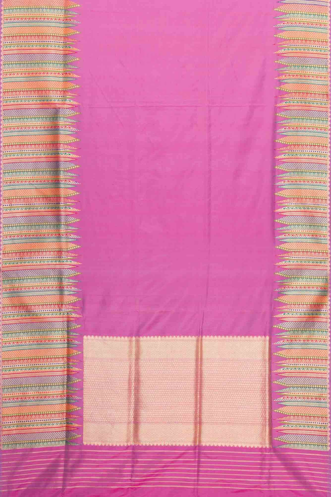 Pure Silk Pure Zari Pink Dual Tone Banarasi Saree