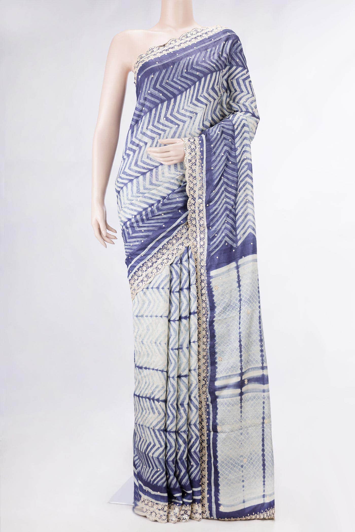 Beige Dual Tone Tussar Silk Saree