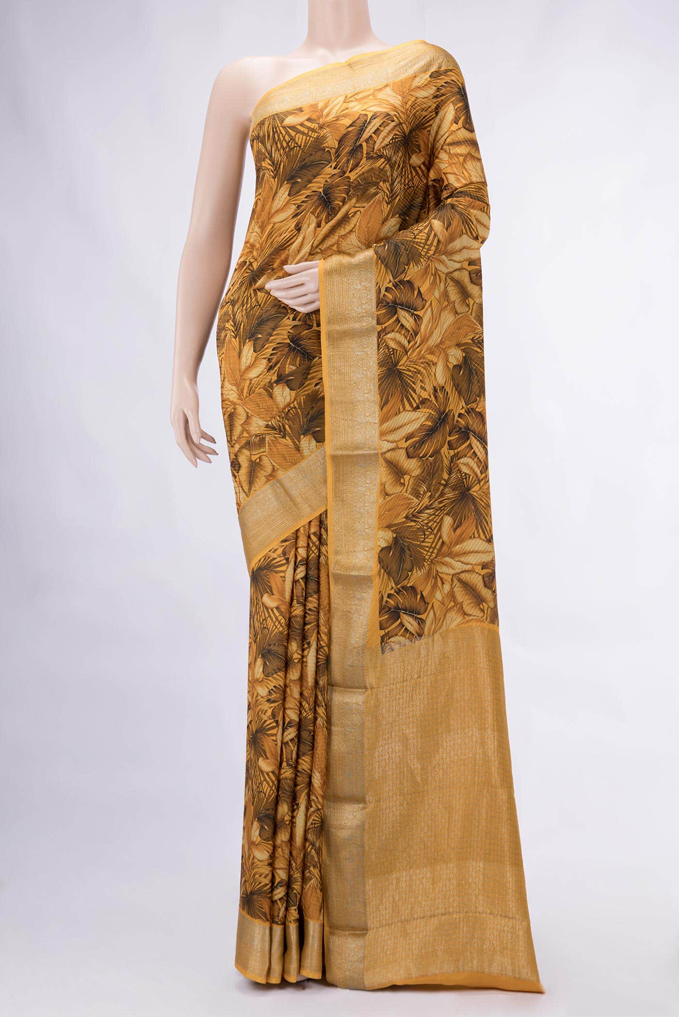 Mustard Mysore Crepe Saree