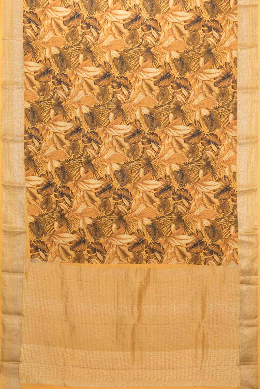 Mustard Mysore Crepe Saree