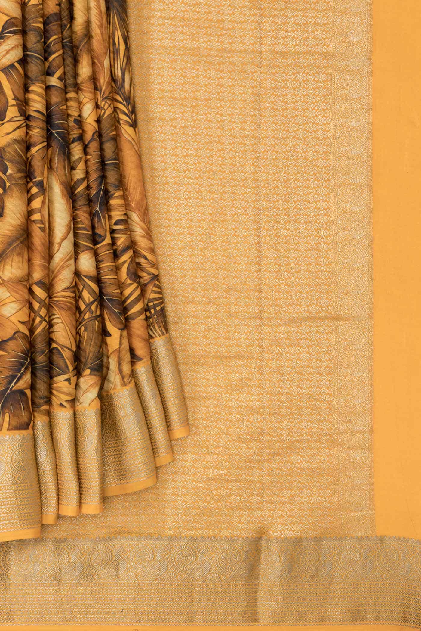 Mustard Mysore Crepe Saree