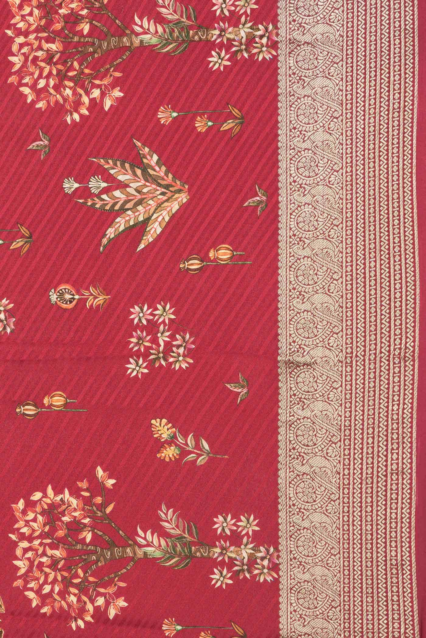Dark Pink Dual Tone Mysore Crepe Saree