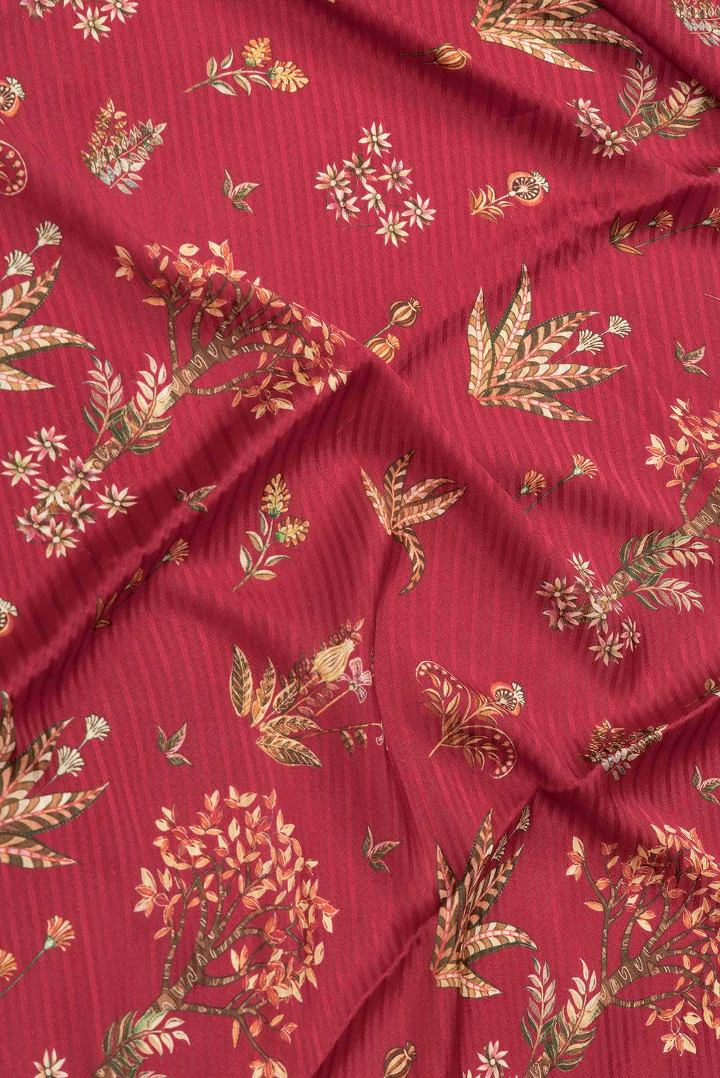 Dark Pink Dual Tone Mysore Crepe Saree