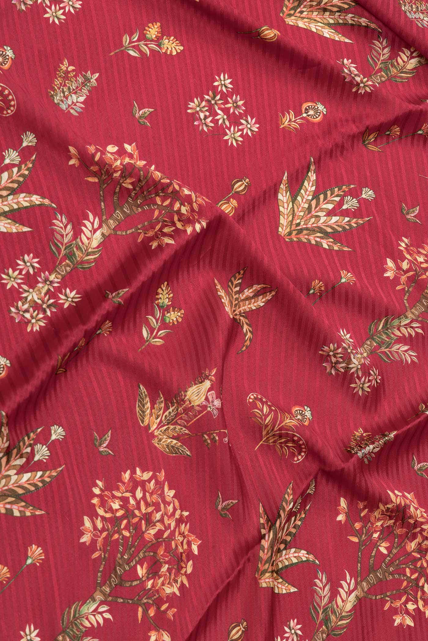 Dark Pink Dual Tone Mysore Crepe Saree