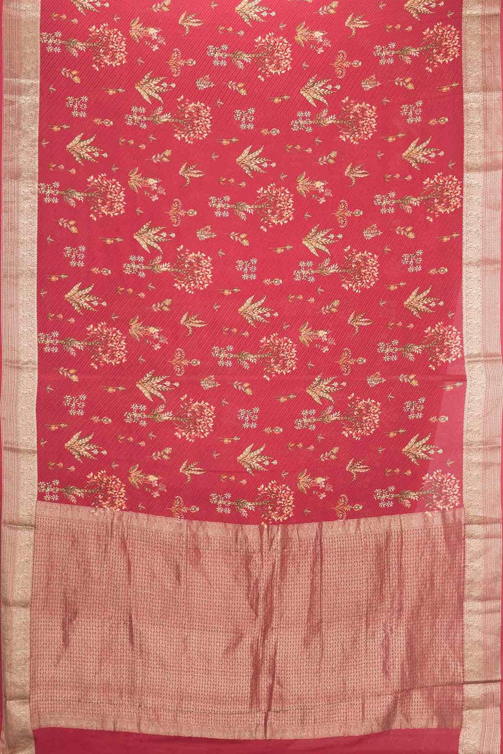 Dark Pink Dual Tone Mysore Crepe Saree