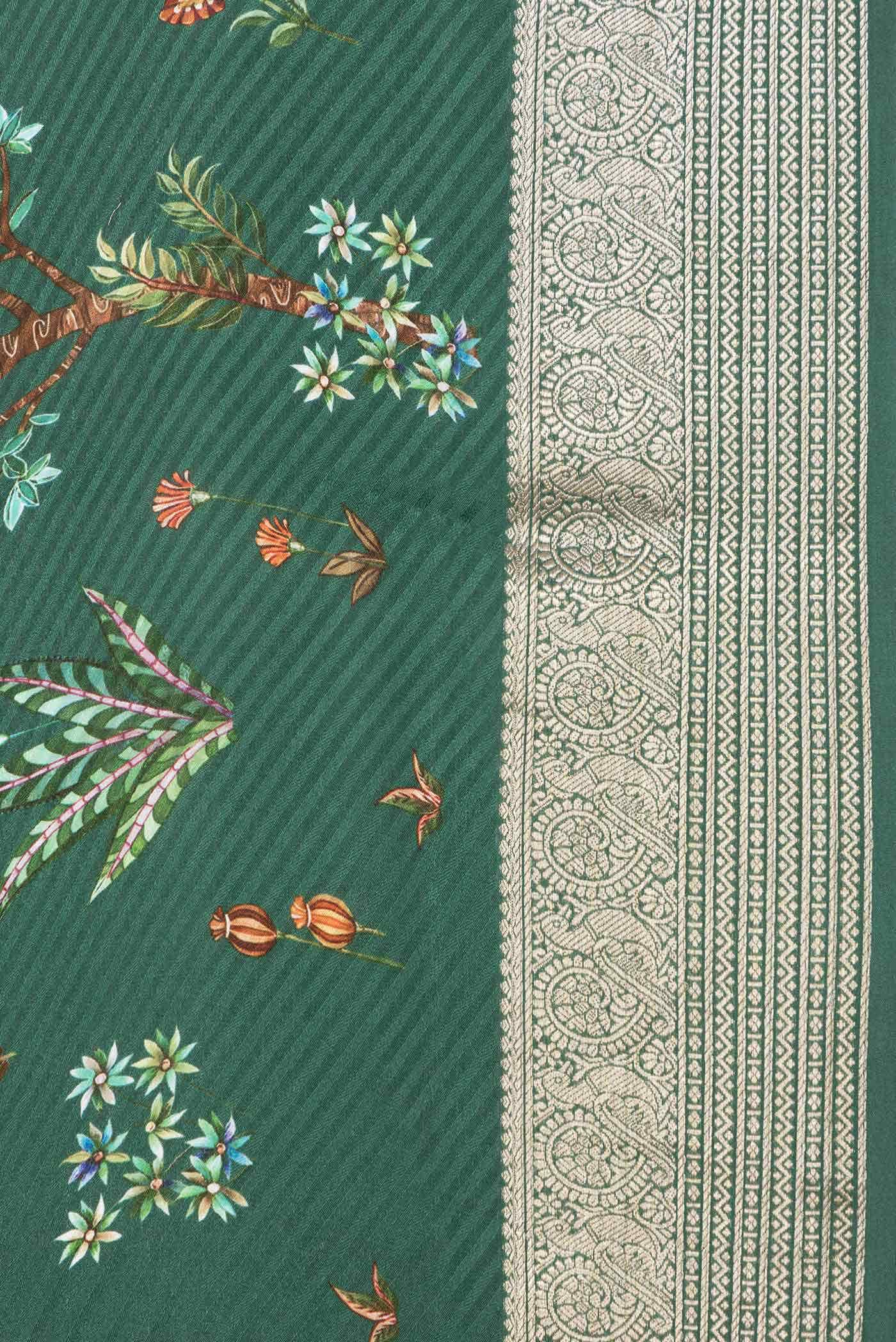 Green Dual Tone Mysore Crepe Saree