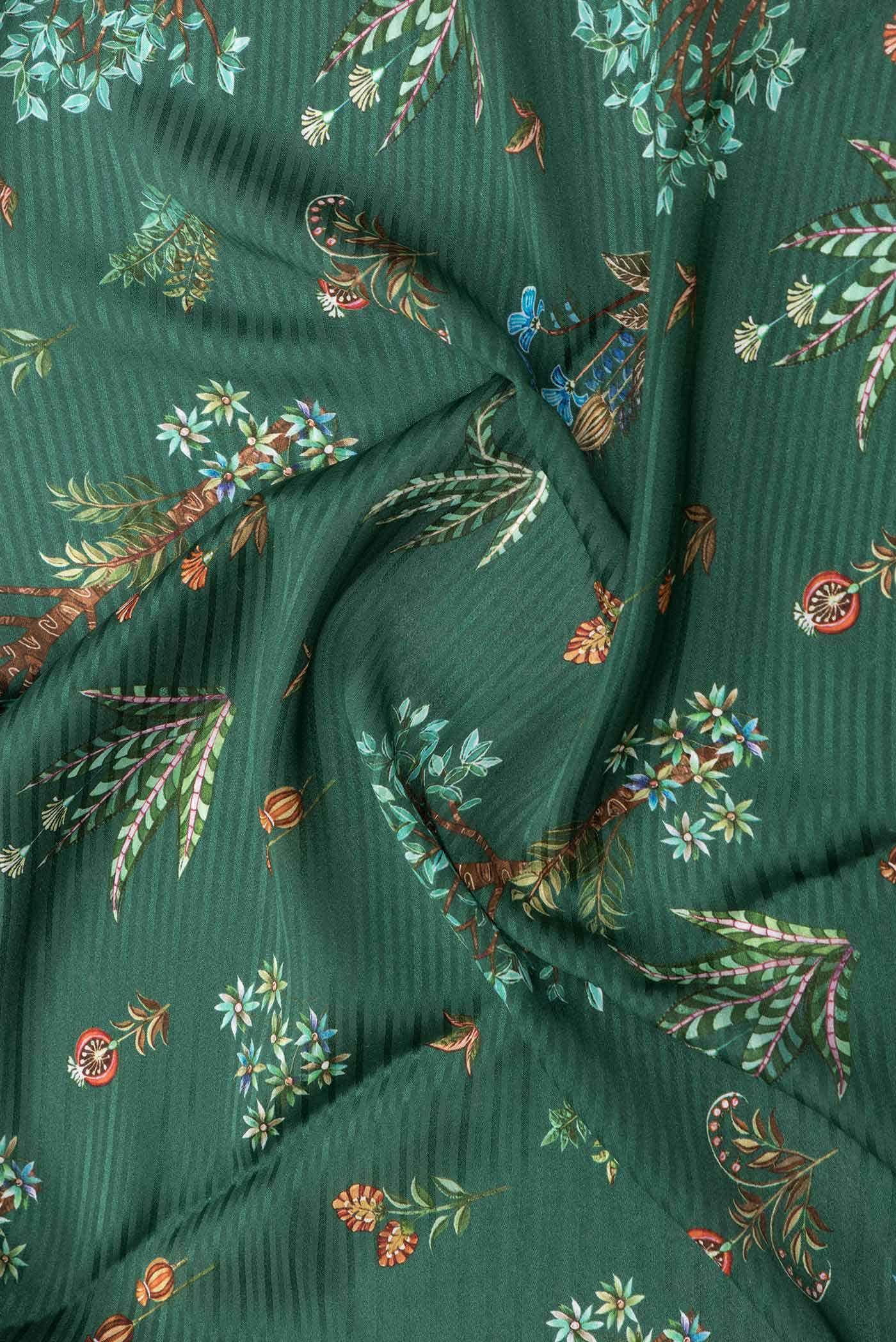 Green Dual Tone Mysore Crepe Saree