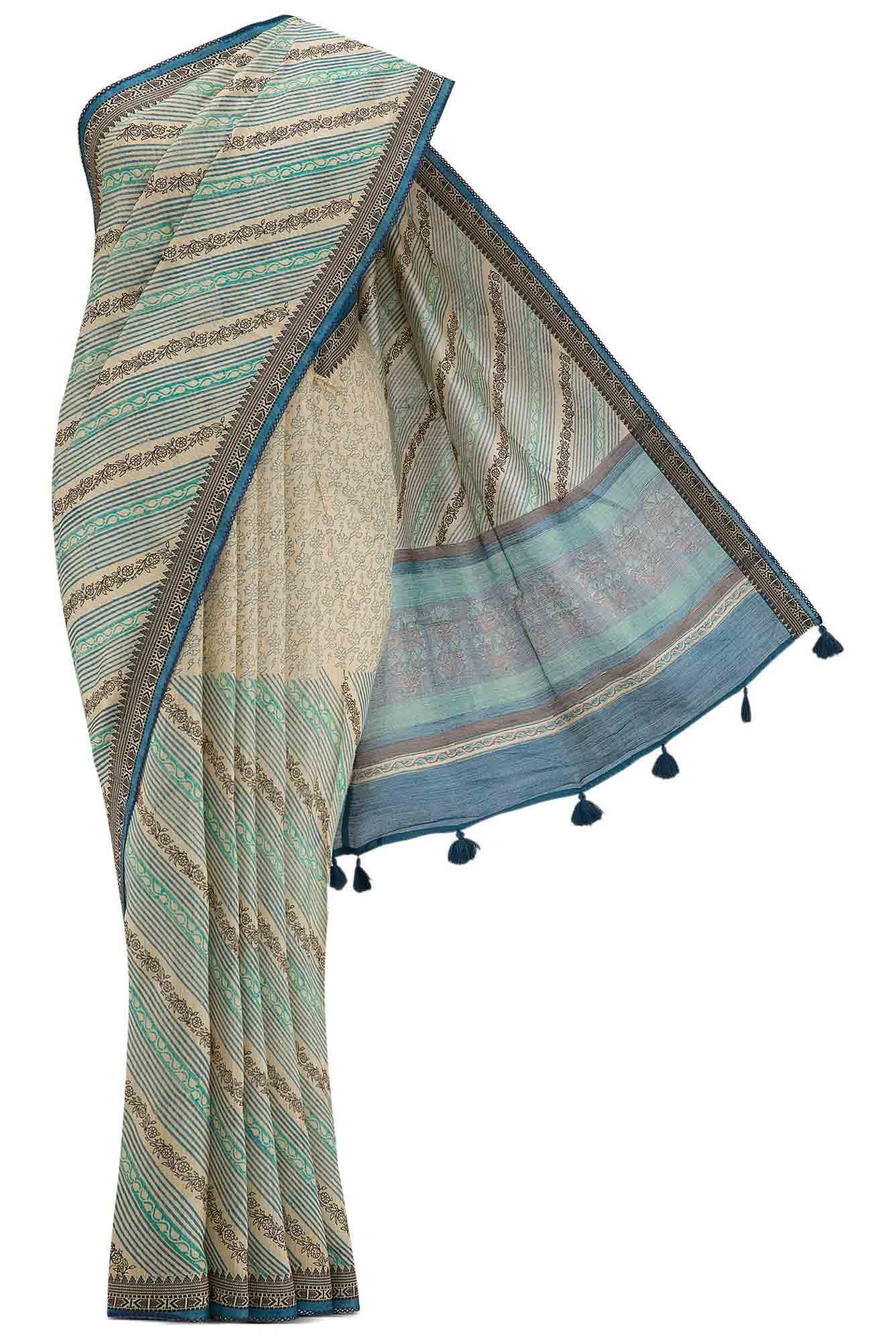 Sandal Dual Tone Tussar Silk Saree