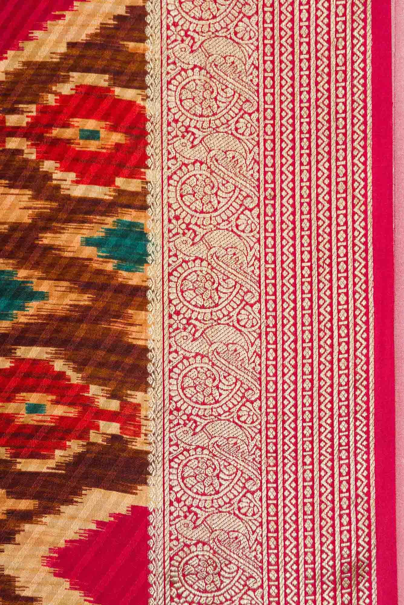 Dark Pink Dual Tone Mysore Crepe Saree