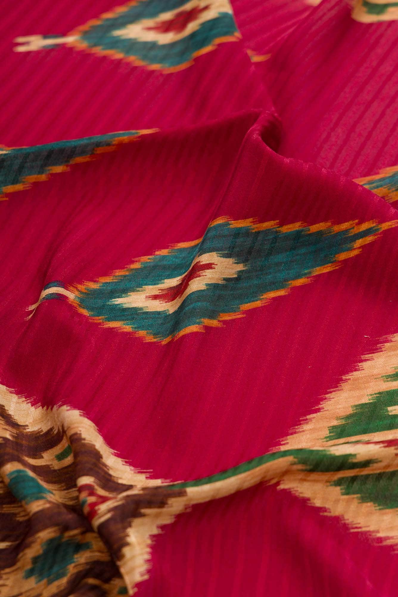 Dark Pink Dual Tone Mysore Crepe Saree