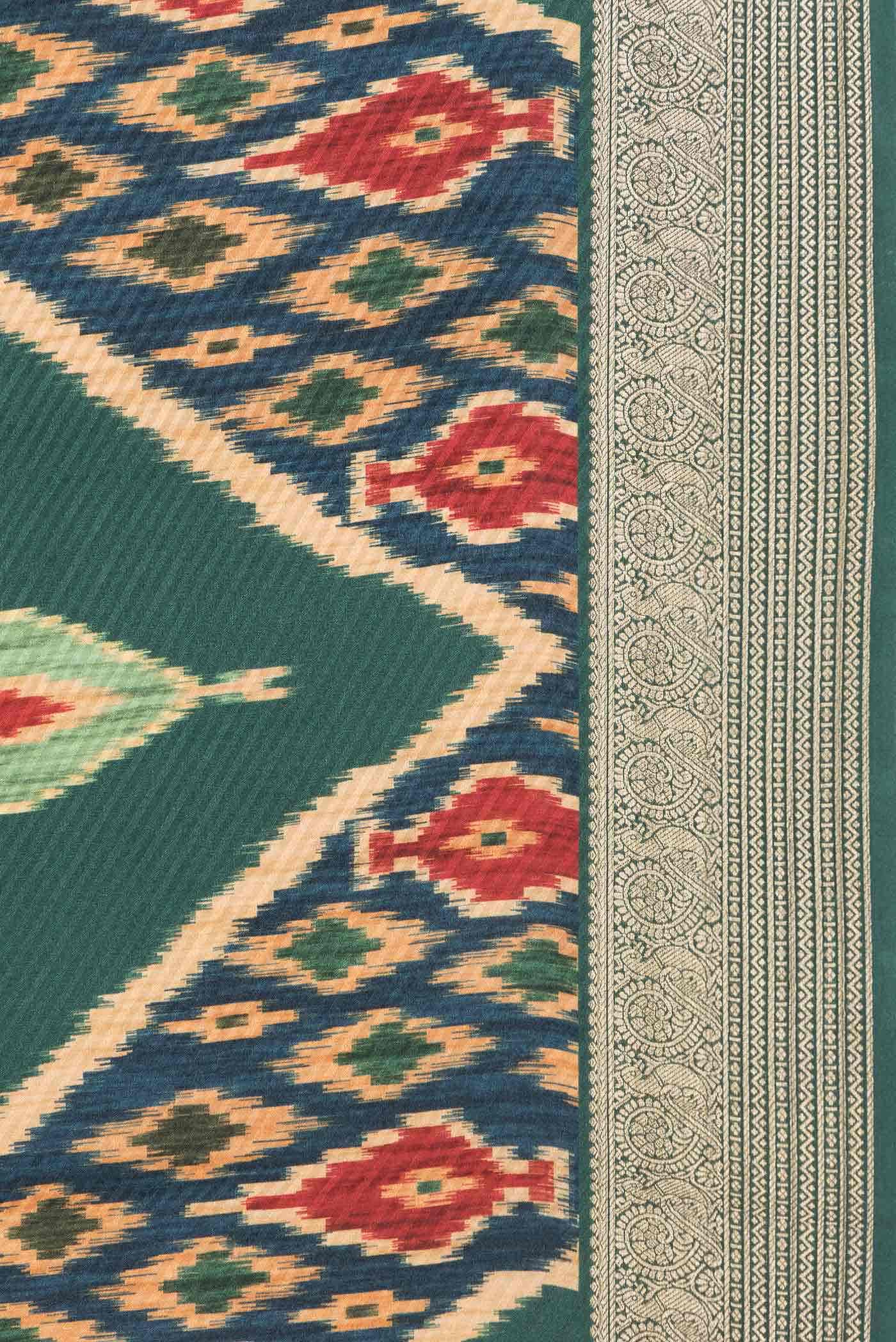 Green Dual Tone Mysore Crepe Saree