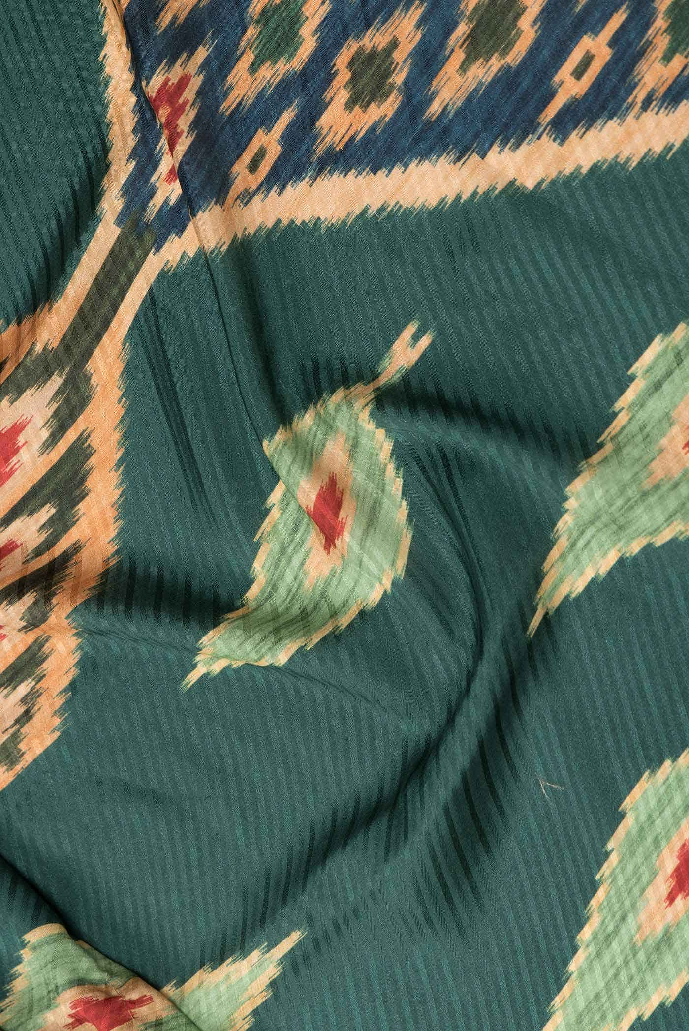 Green Dual Tone Mysore Crepe Saree