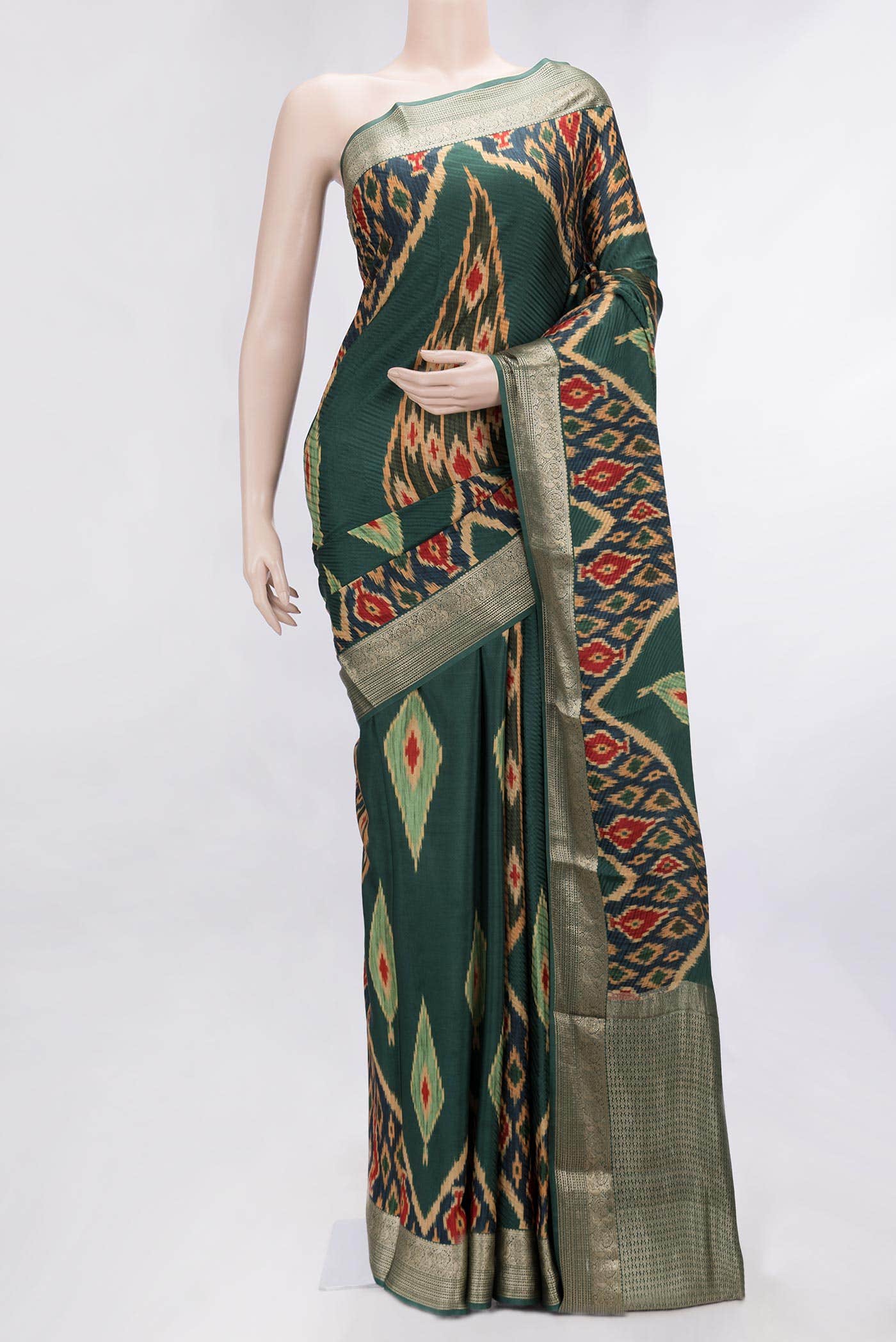 Green Dual Tone Mysore Crepe Saree
