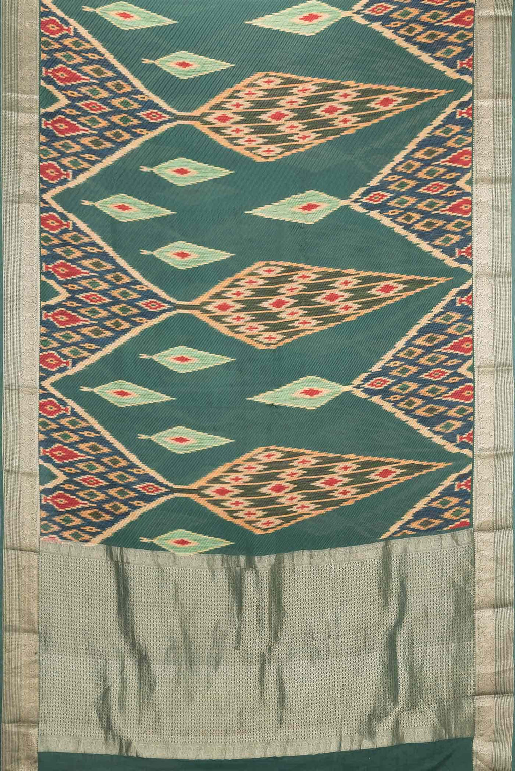 Green Dual Tone Mysore Crepe Saree