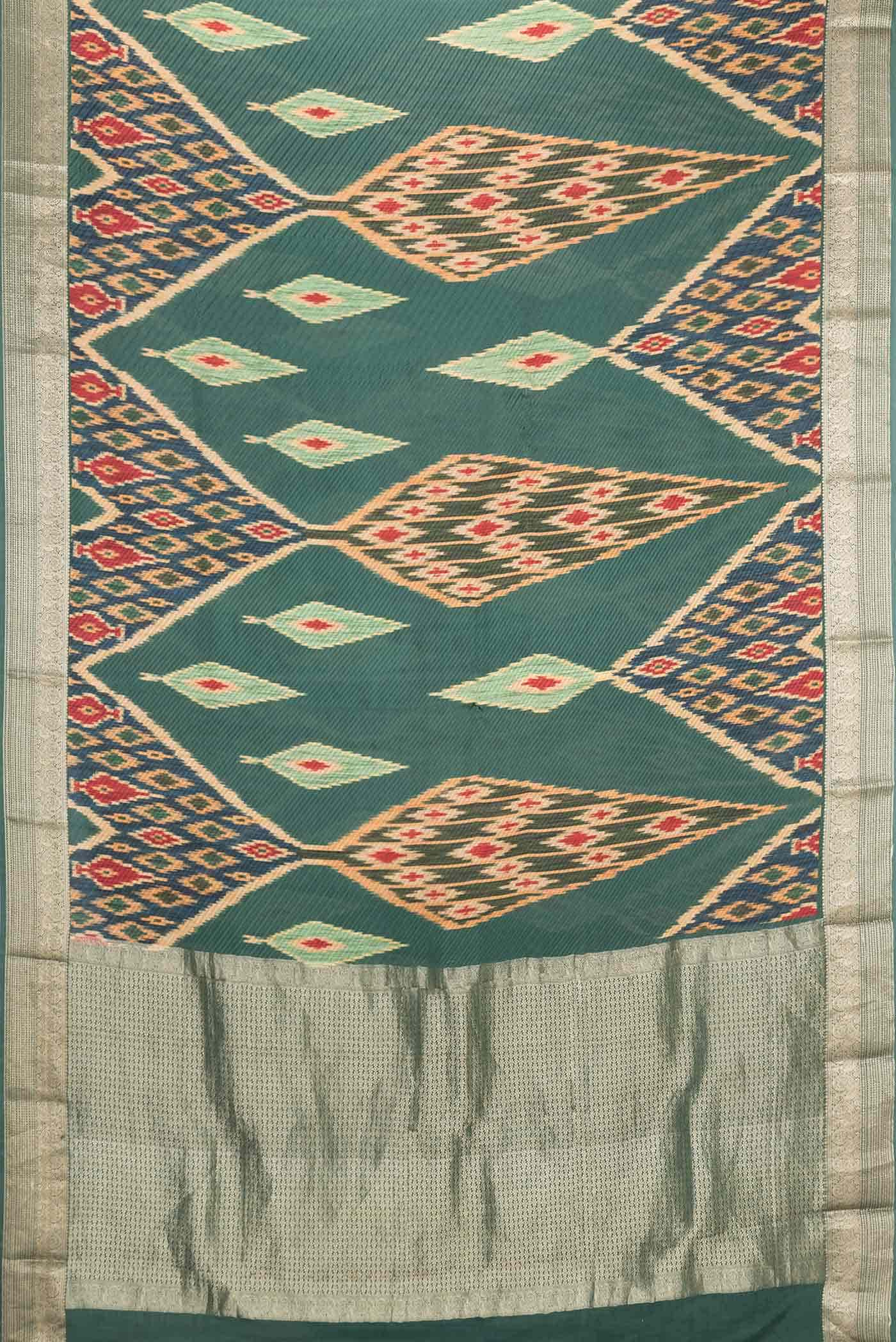 Green Dual Tone Mysore Crepe Saree