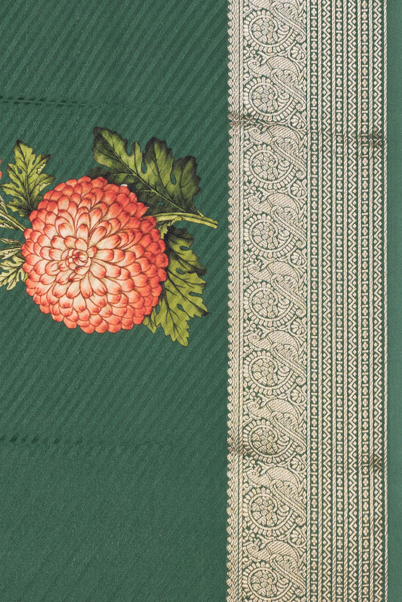 Green Dual Tone Mysore Crepe Saree