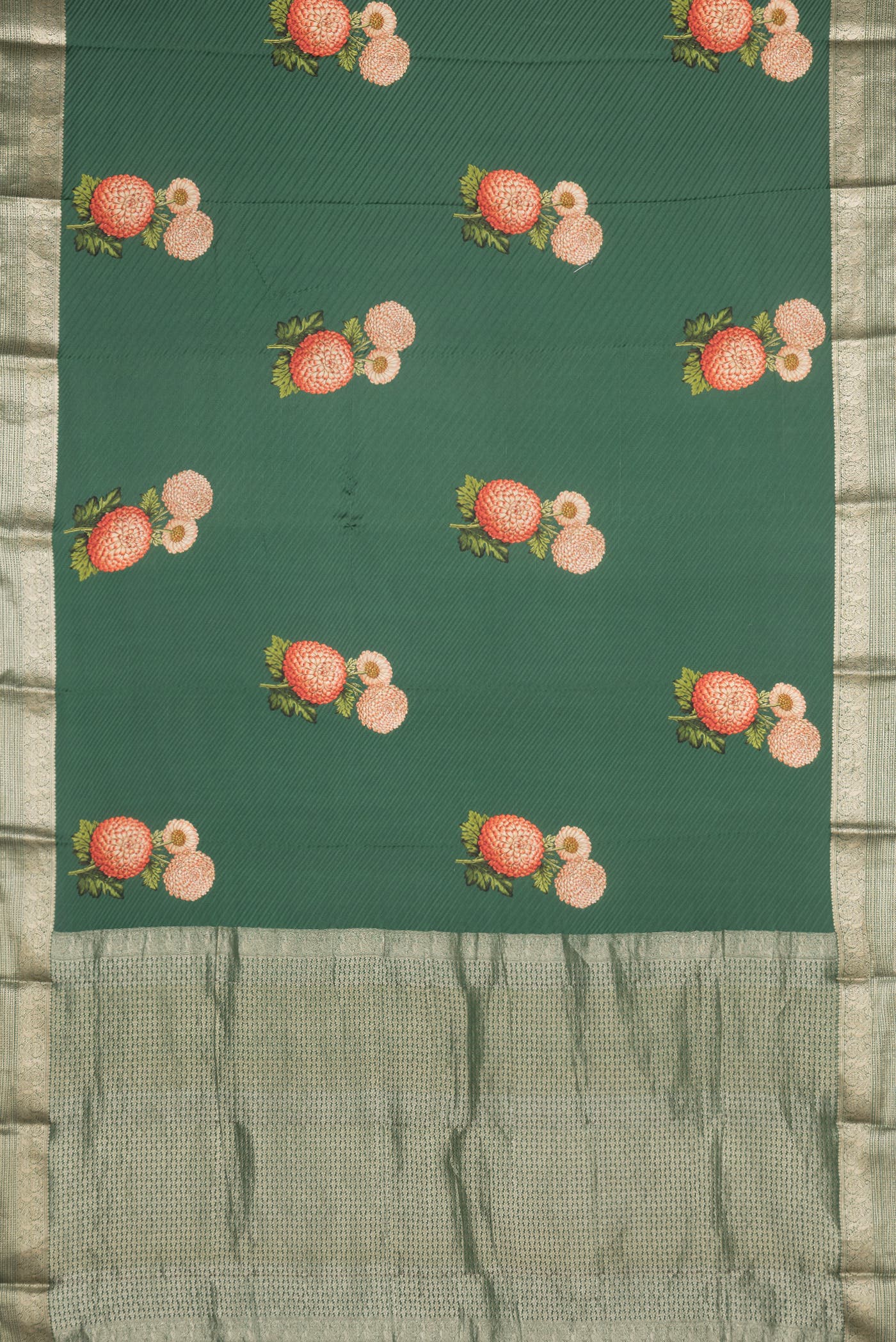 Green Dual Tone Mysore Crepe Saree