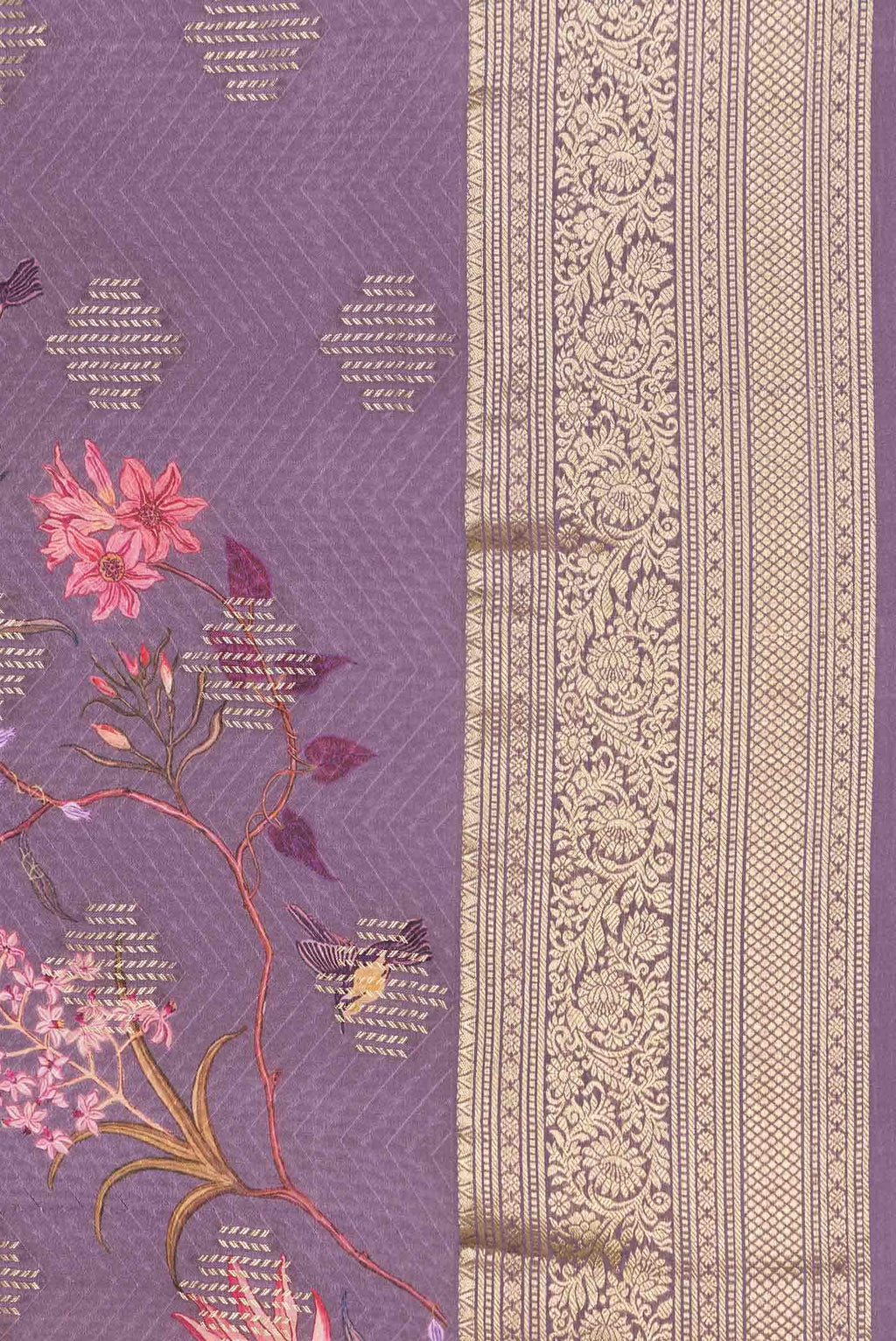 Lilac Dual Tone Mysore Crepe Saree