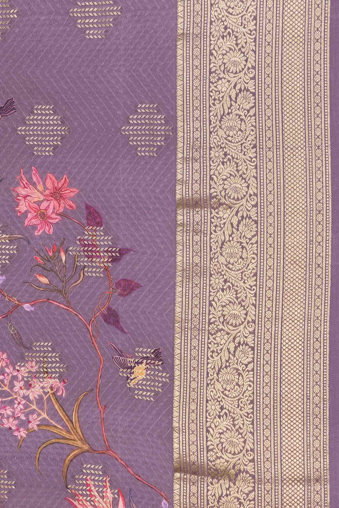 Lilac Dual Tone Mysore Crepe Saree