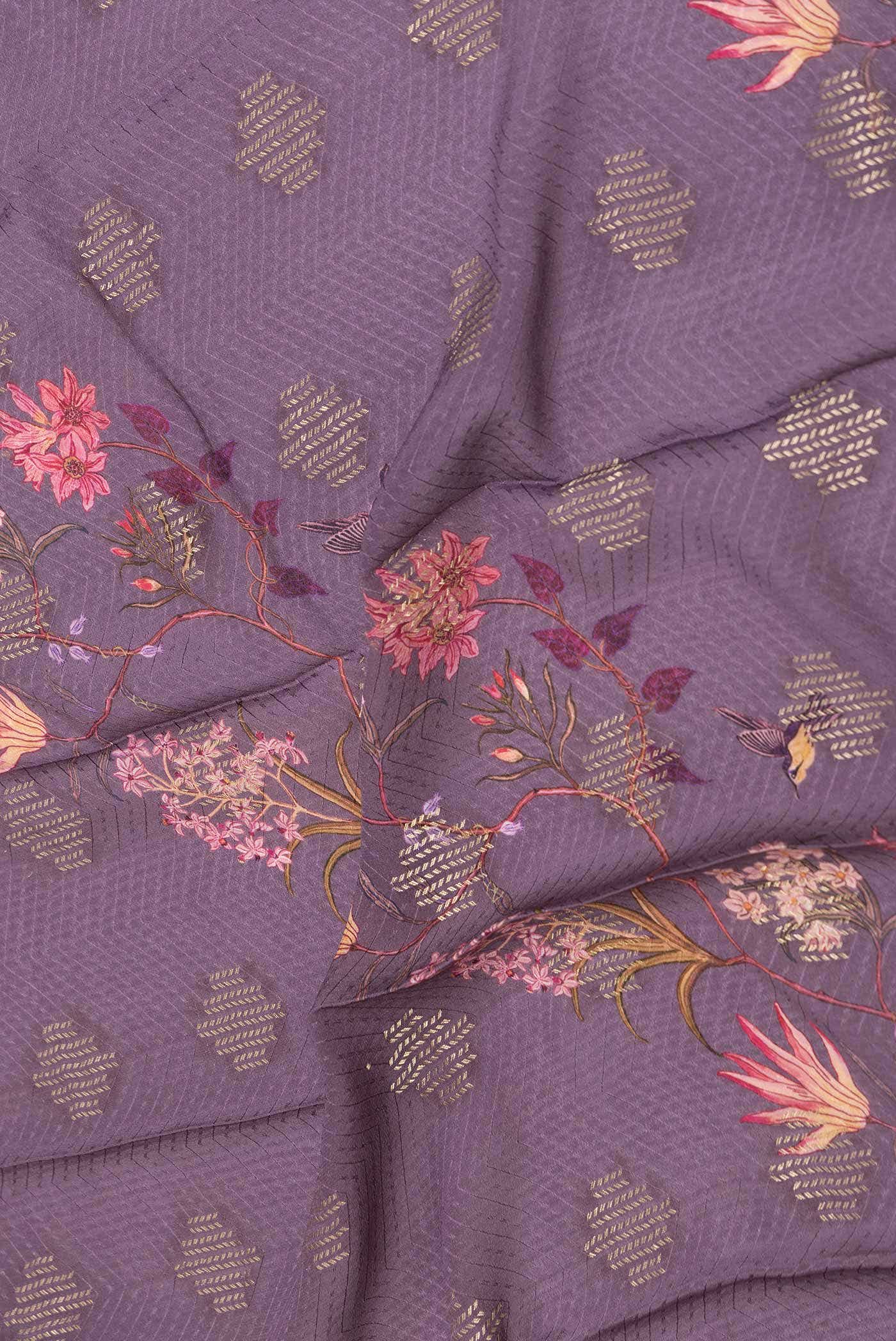 Lilac Dual Tone Mysore Crepe Saree
