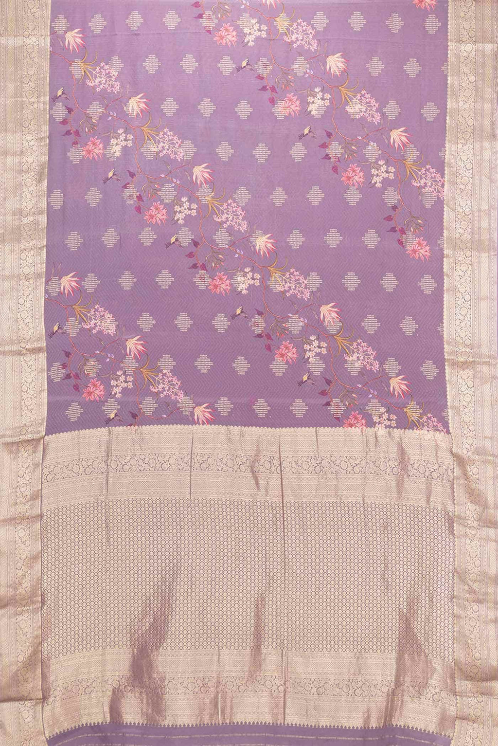 Lilac Dual Tone Mysore Crepe Saree