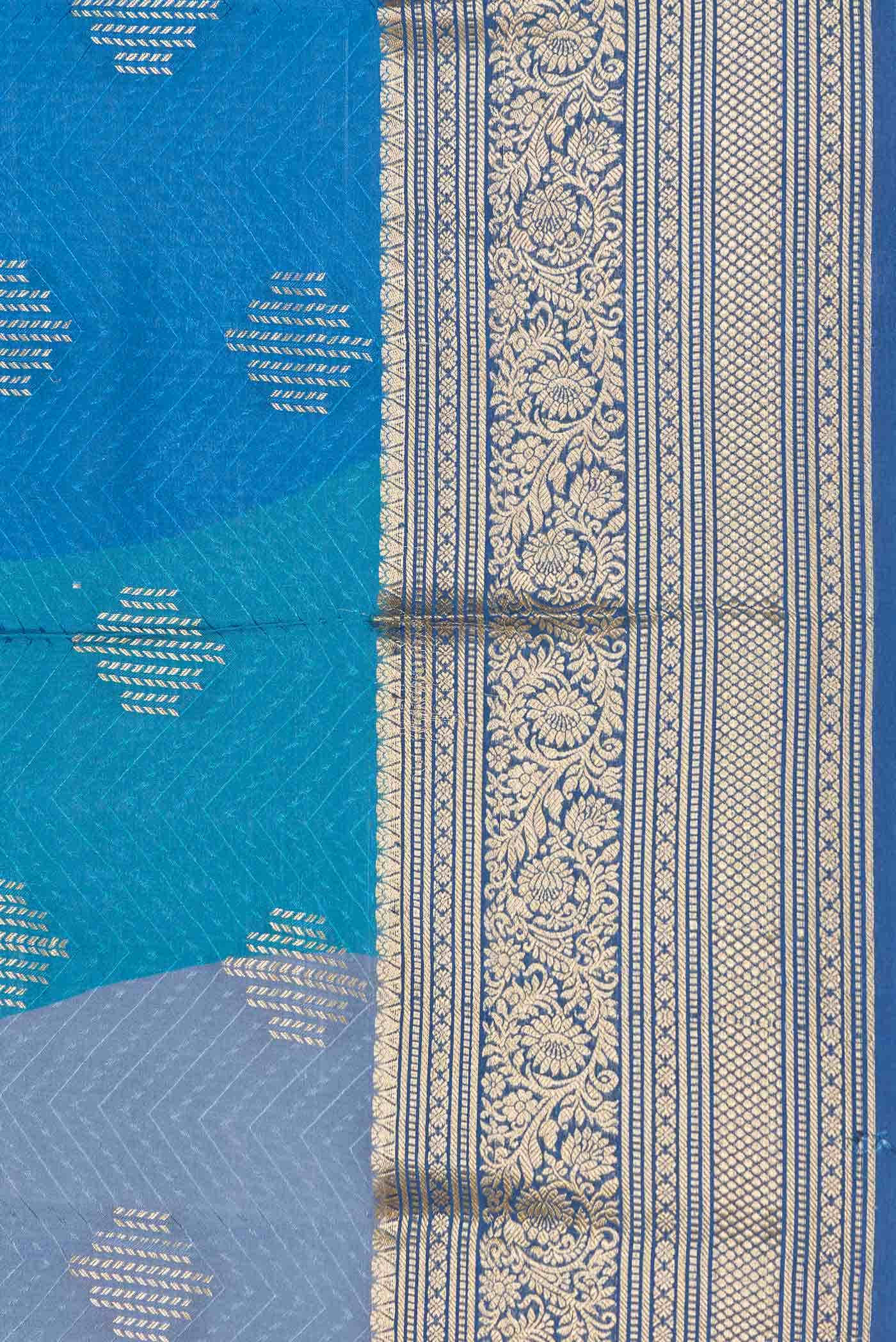 Blue Dual Tone Mysore Crepe Saree