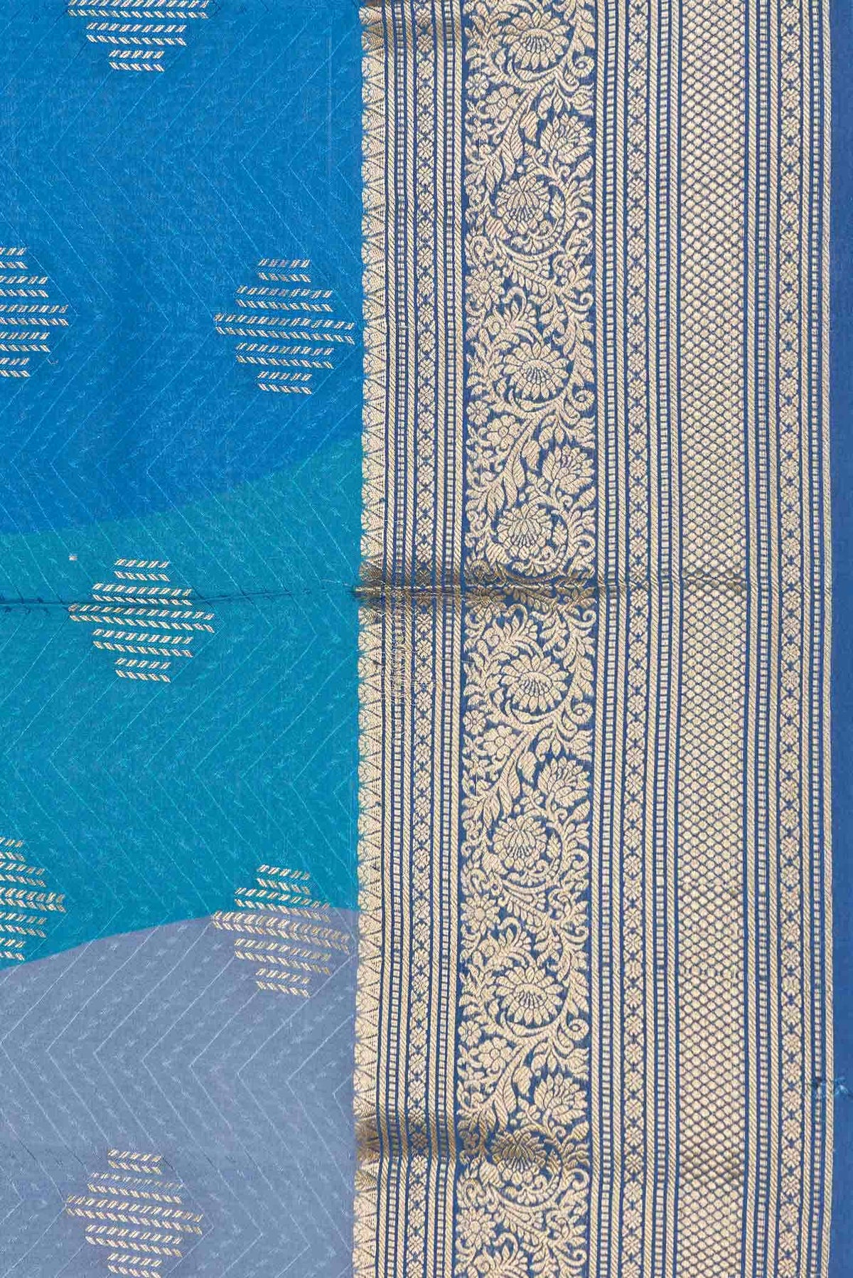 Blue Dual Tone Mysore Crepe Saree
