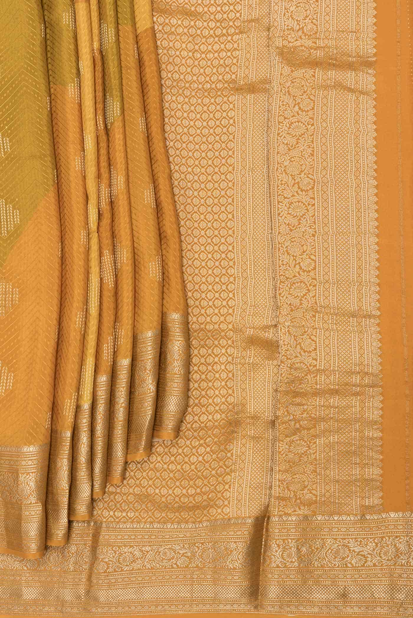 Mustard Dual Tone Mysore Crepe Saree