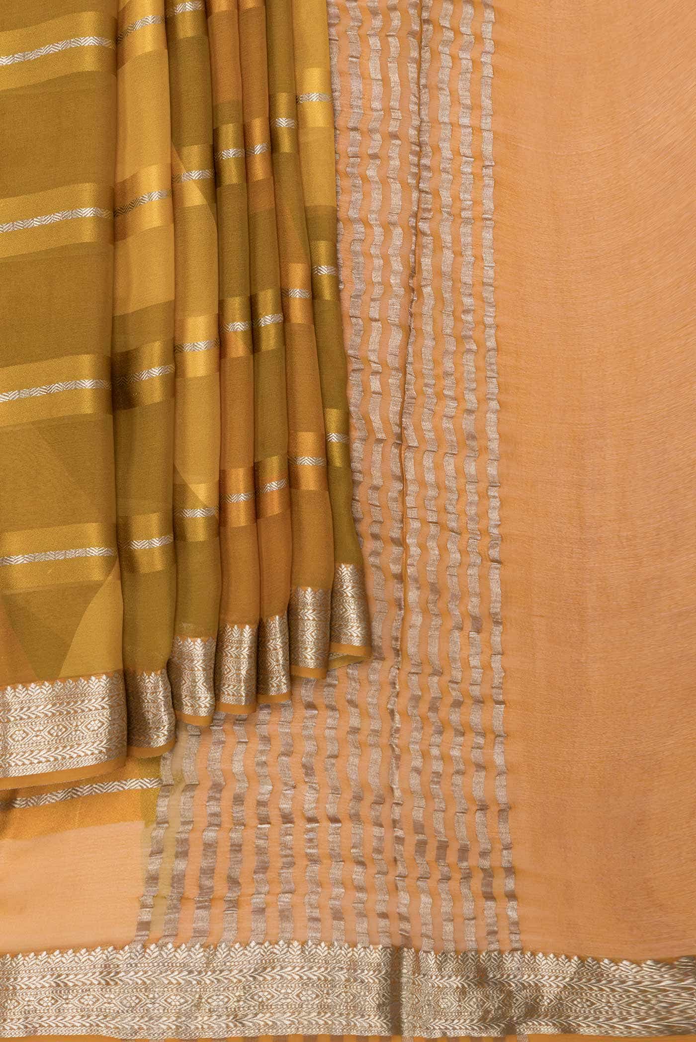 Mustard Dual Tone Mysore Georgette Saree