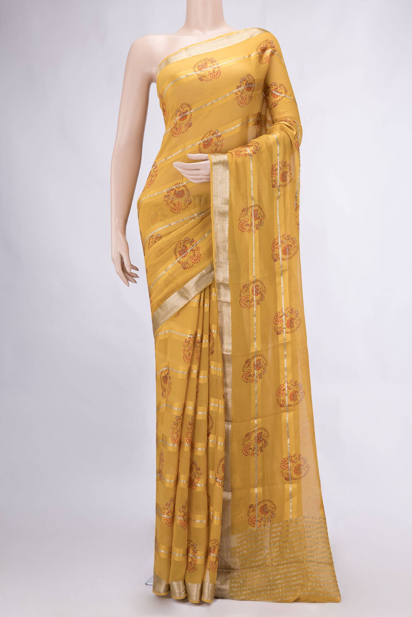 Mustard Mysore Georgette Saree