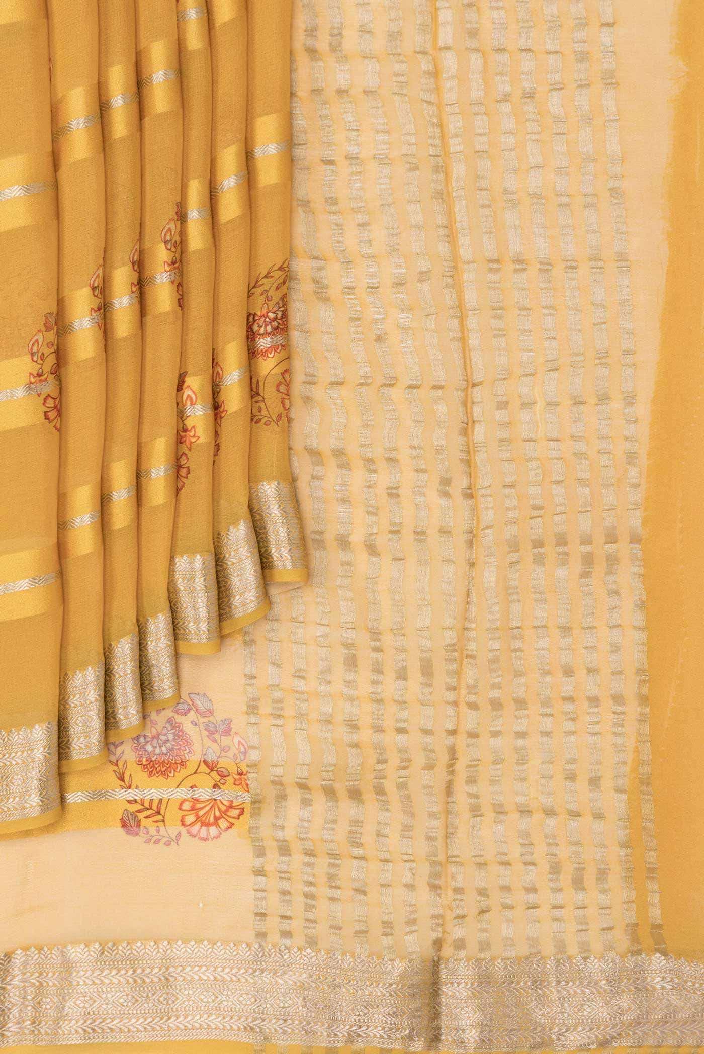 Mustard Mysore Georgette Saree