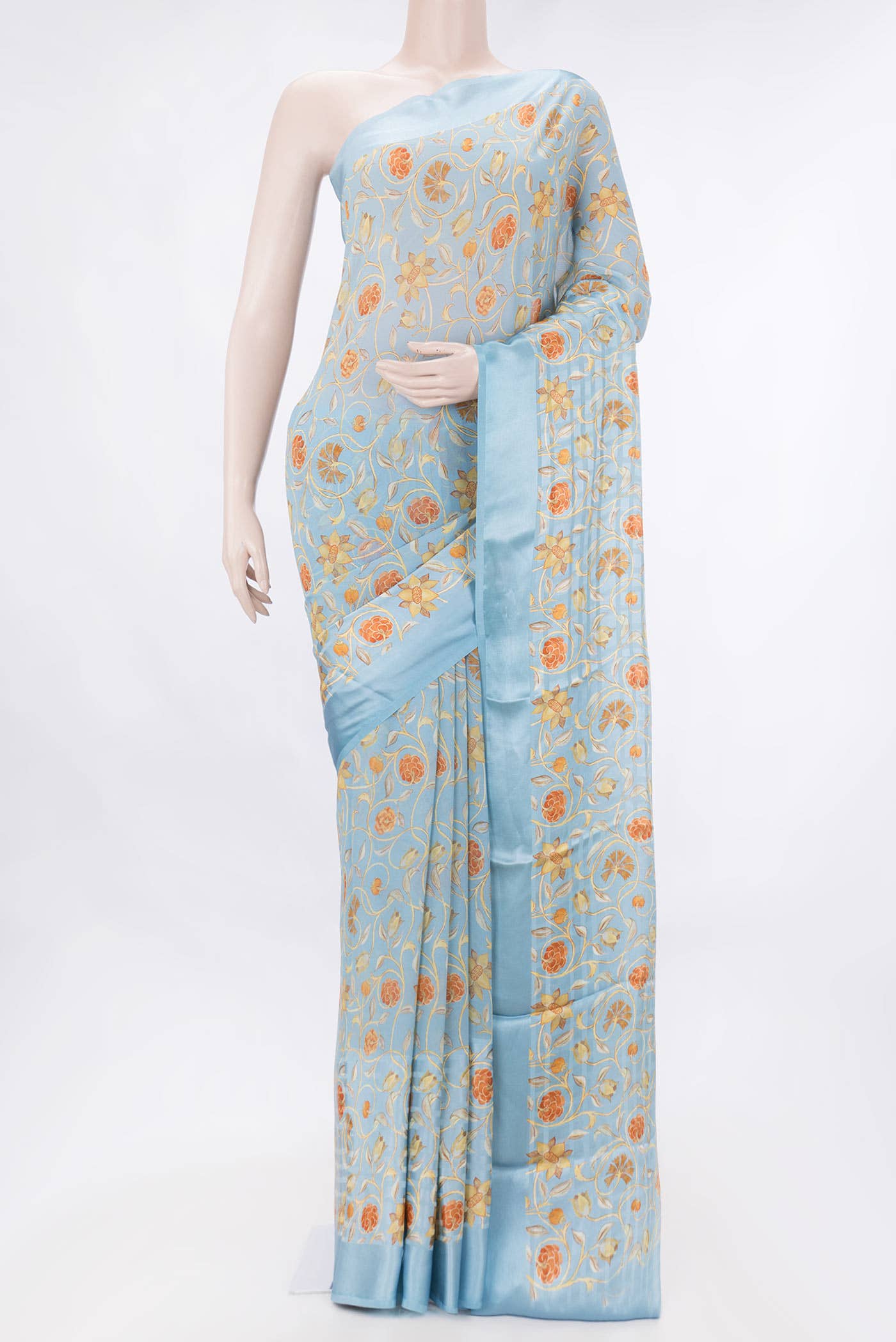 Grey Dual Tone Mysore Georgette Saree