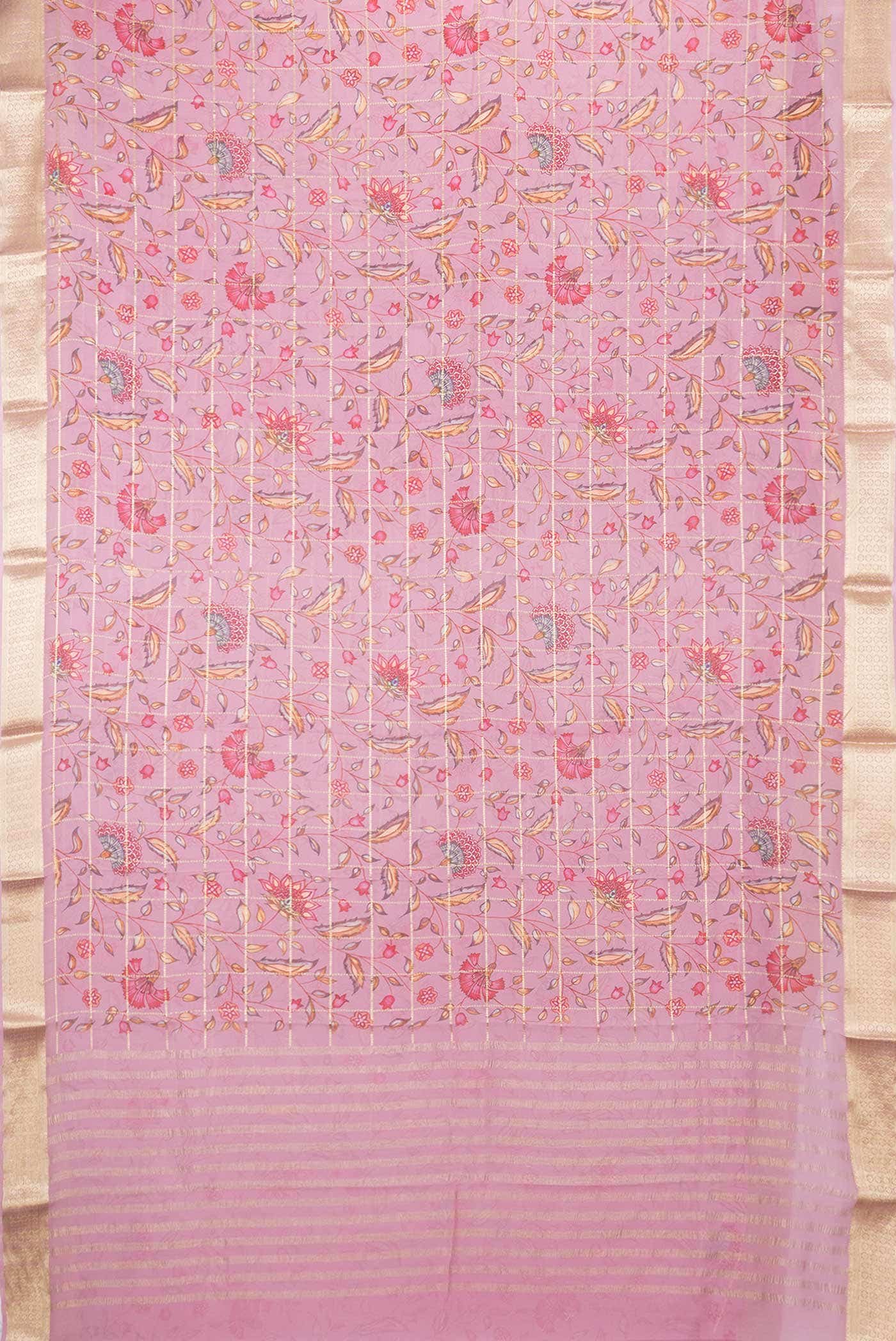 Rose pink Dual Tone Mysore Georgette Saree